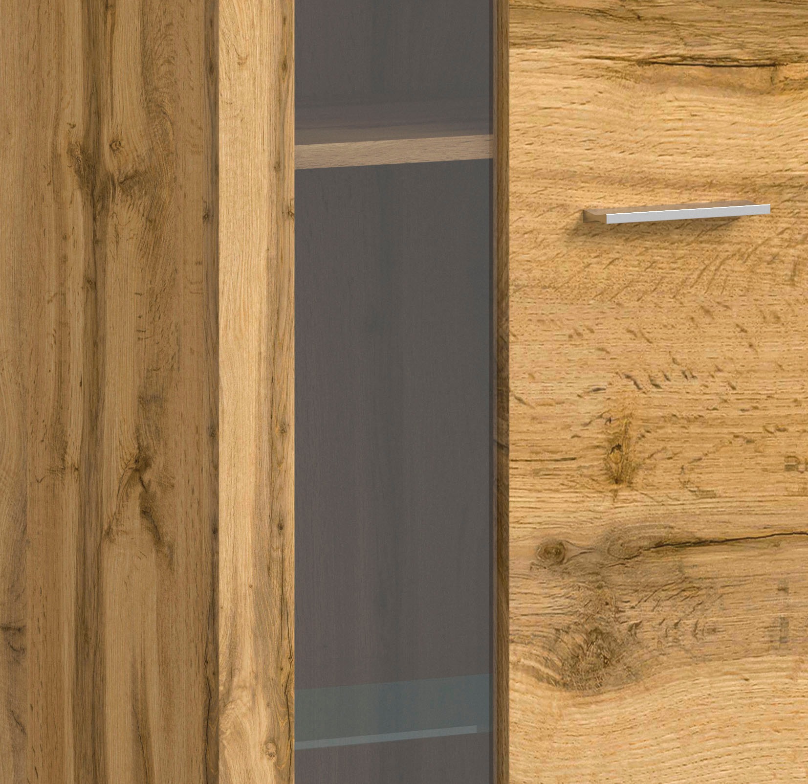 INOSIGN Wohnwand »Aosta, Breite 235cm, bestehend aus Lowboard, Wandboard, Vitrine«, (3 St.), Wohnwand, Kombination, Anbauwand, Möbel Set, Schrankwand, Möbel Kombi