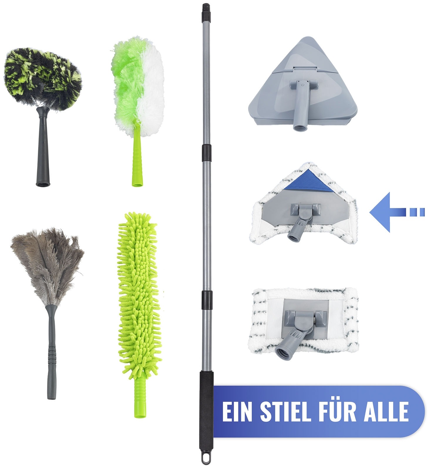 Maximex Bodenwischer-Set »Multiflex-Wischer inkl. Teleskopstiel«, (Set, 5 St.), für Fliesen, Fenster und Böden, mit Aufhangöse