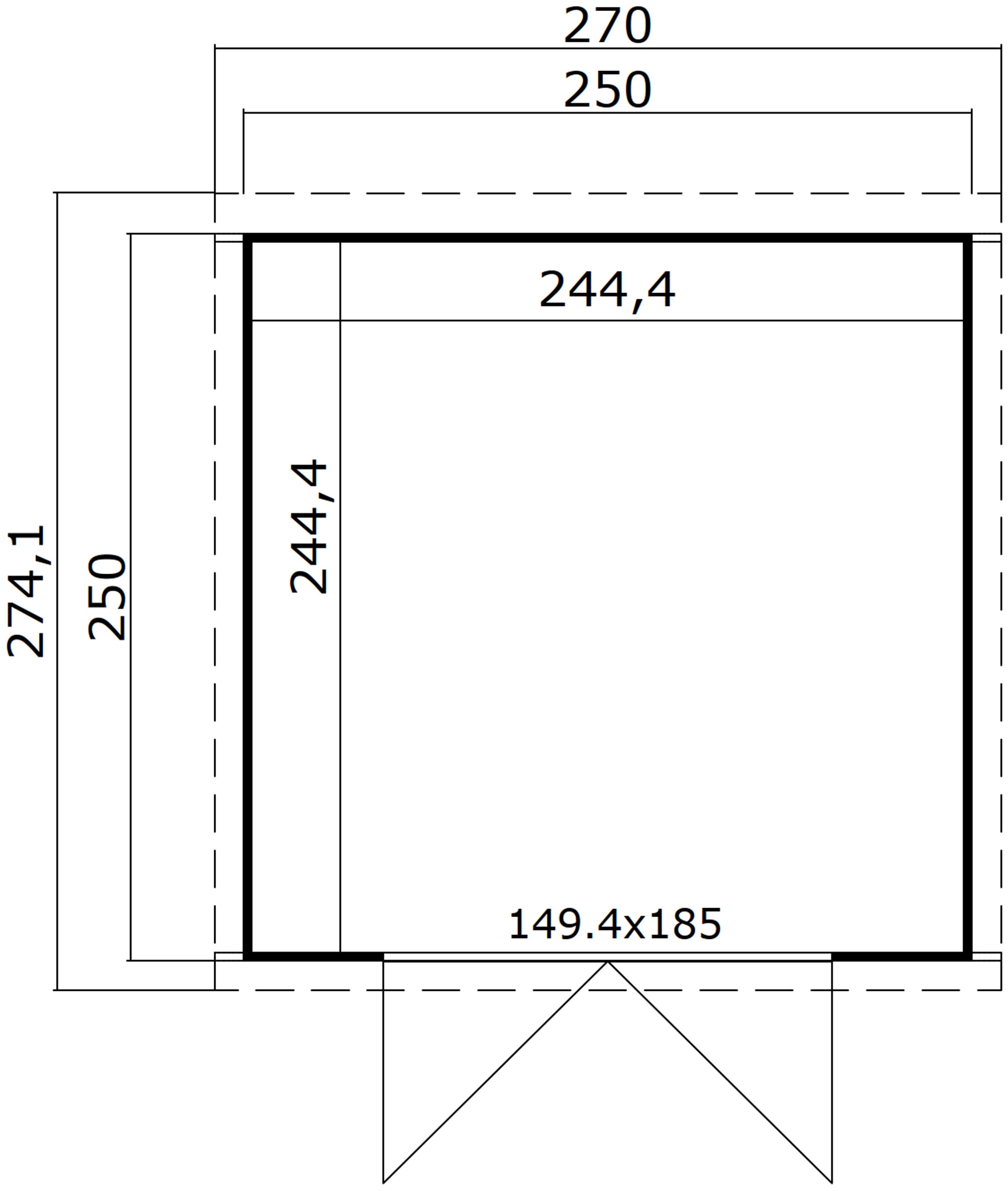 LASITA MAJA Gartenhaus »Kibo 3«, Blochbohlenhaus 28mm, Fundamentmass 2500x2500, Naturbelassen