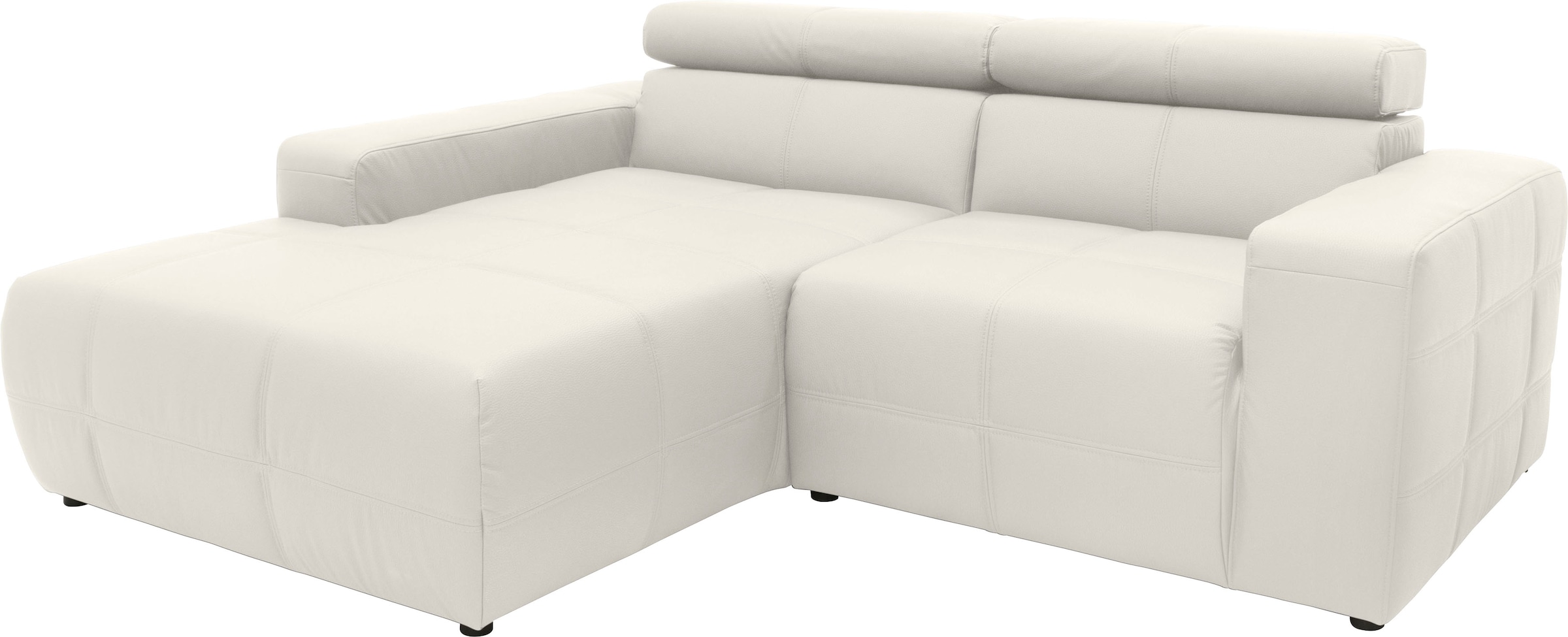 DOMO collection Ecksofa »Brandon Sitzbelastung 140 kg, kleine Ausführung B/T/H: 214/100/80 cm«, Mit Kopfteilverstellung, auch in Leder und Cord, L-Form