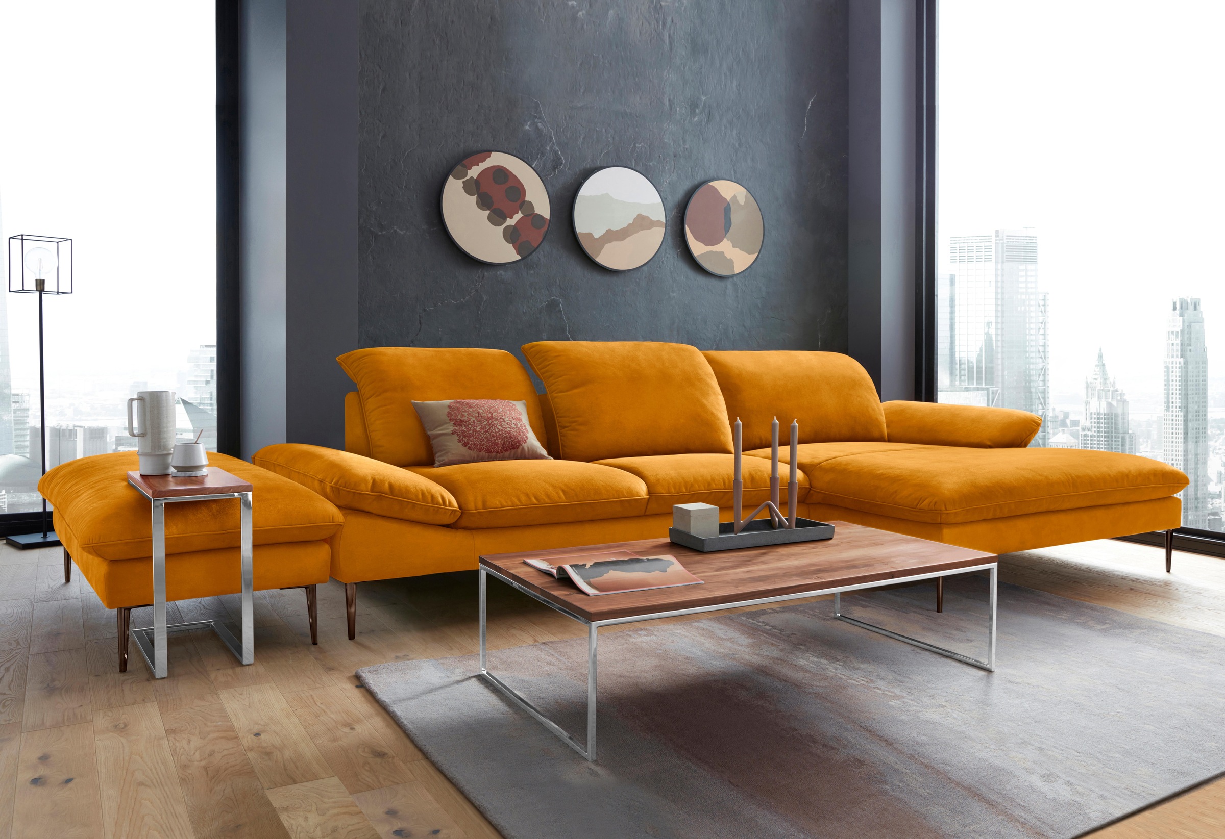W.SCHILLIG Ecksofa »enjoy&MORE, Designsofa, bequem, elegant und zeitlos, L-Form«, Sitztiefenverstellung, Füße bronze pulverbeschichtet, Breite 340 cm