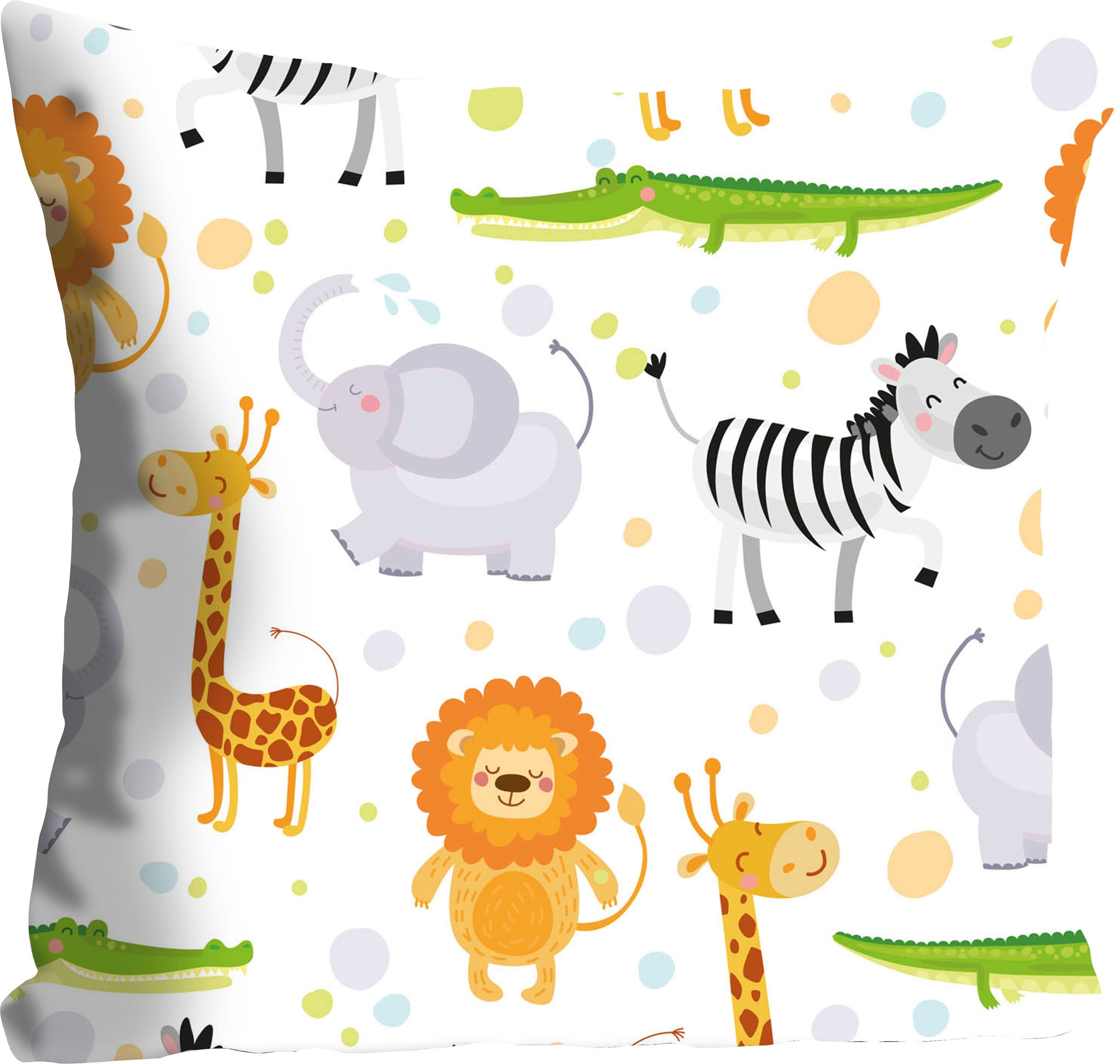 queence Dekokissen »Sandy«, Kissenhülle,Kinder,Giraffe,Zebra,Löwe,Krokodil, günstig online kaufen