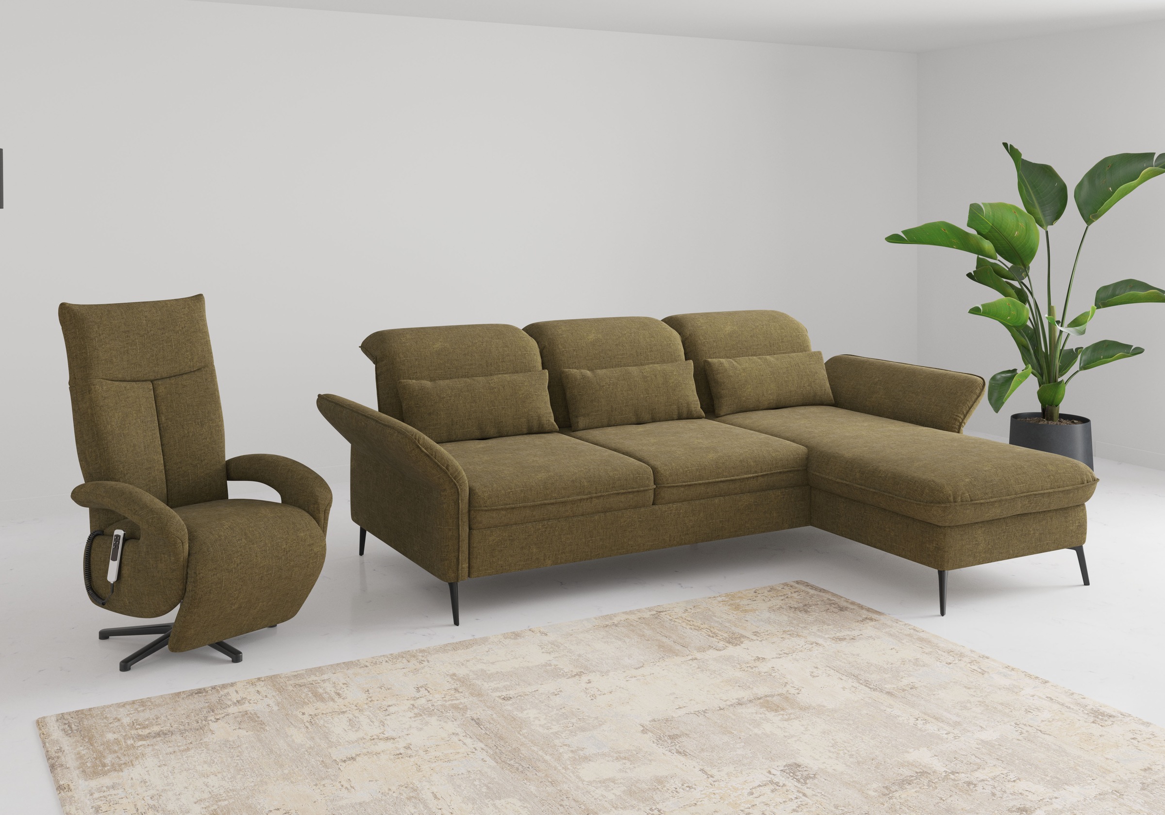 sit&more Ecksofa »Emely, inkl. Sitztiefenverstellung«, wahlweise mit Bettfunktion,Bettkasten,Kopf- & Armteilverstellung