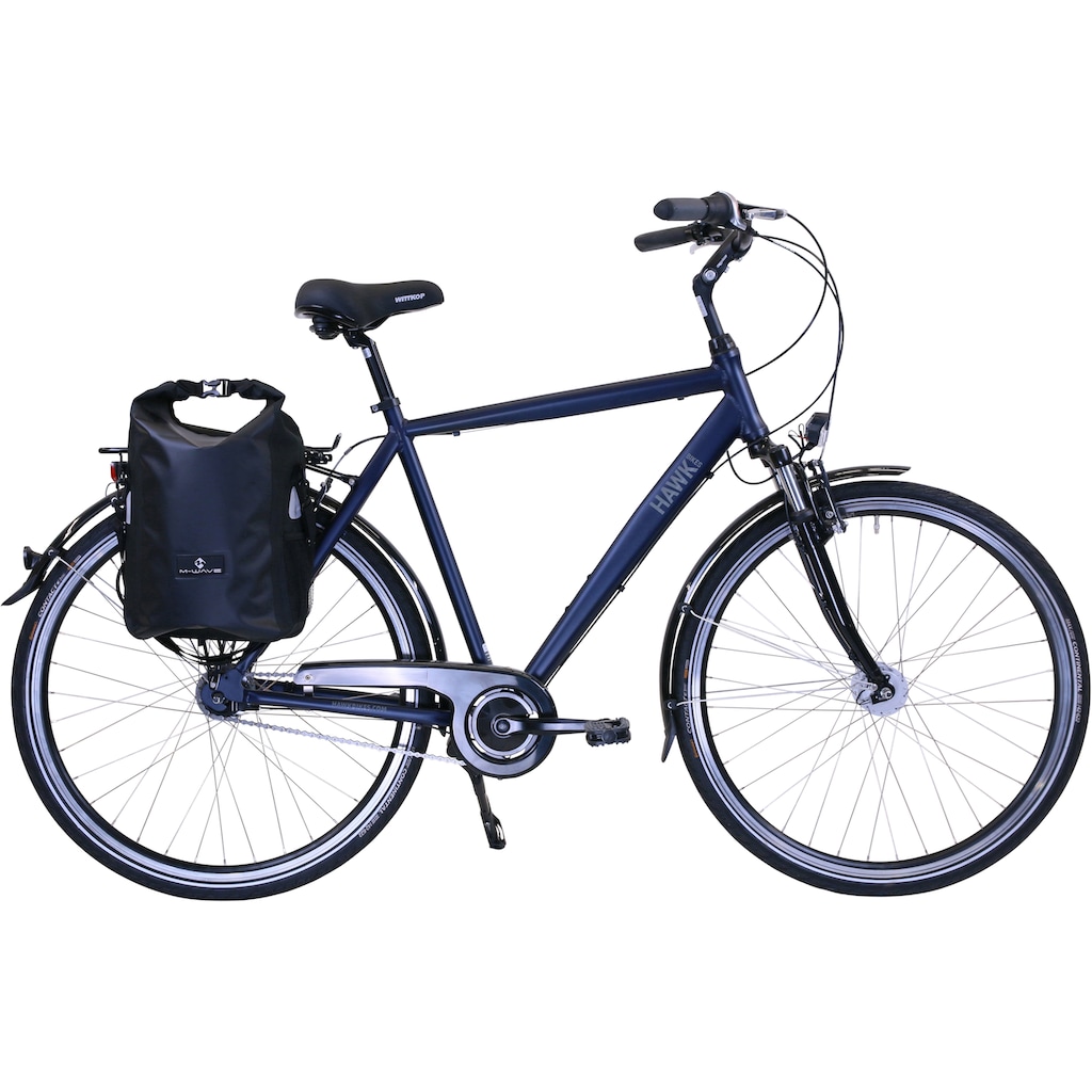 HAWK Bikes Cityrad »HAWK Citytrek Gent Deluxe Plus Ocean Blue«, 7 Gang, Shimano, Nexus Schaltwerk