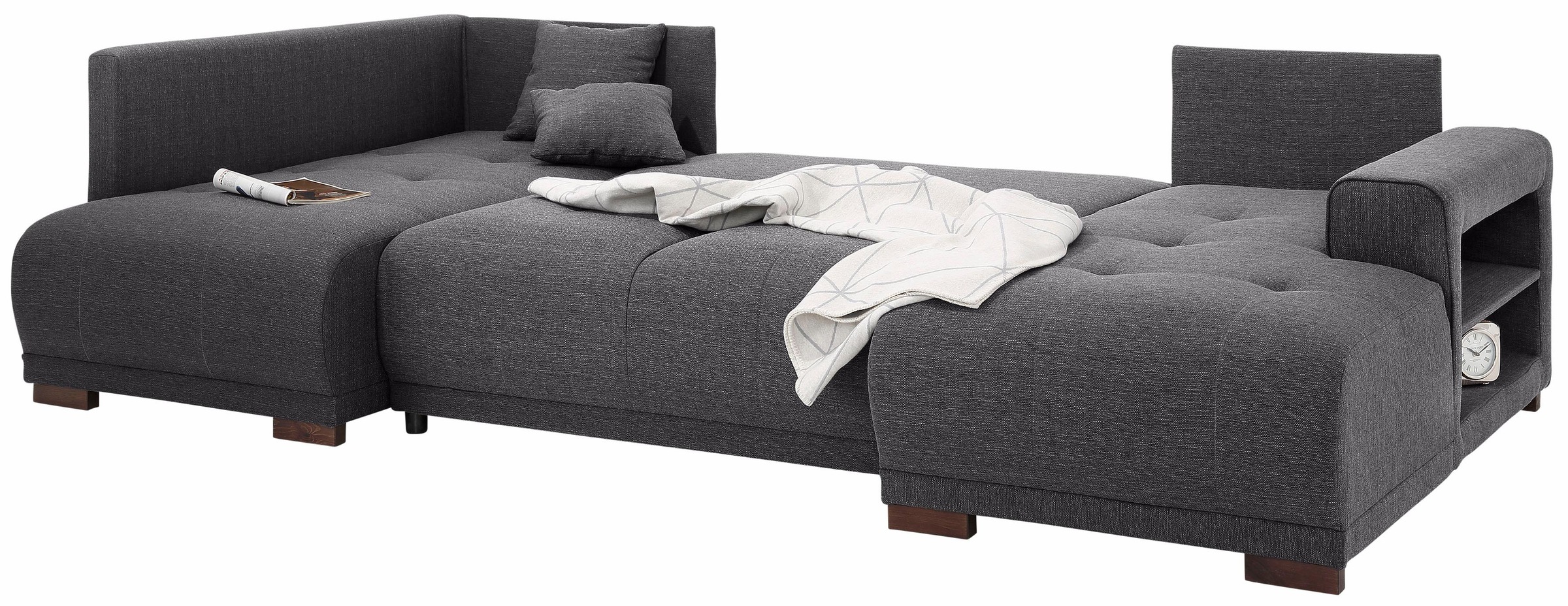 Home affaire Wohnlandschaft »Viborg U-Form«, mit Regal in der Armlehne, wahlweise mit Bettfunktion