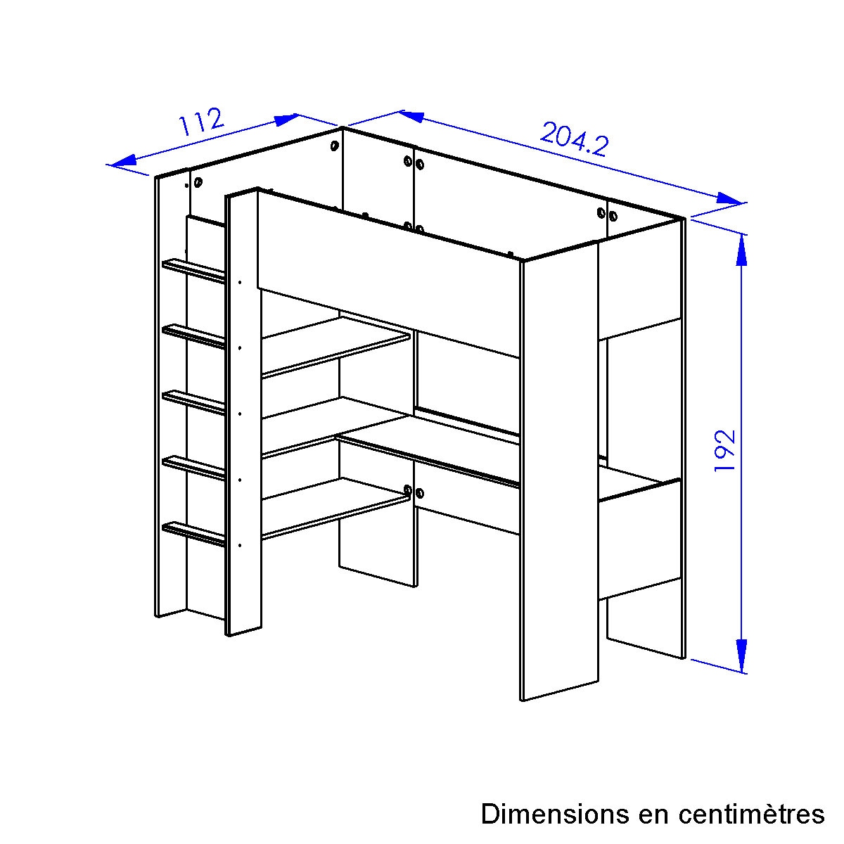 Gami Hochbett »Nael«, Hochbett 90 / 200 mit Schreibtisch