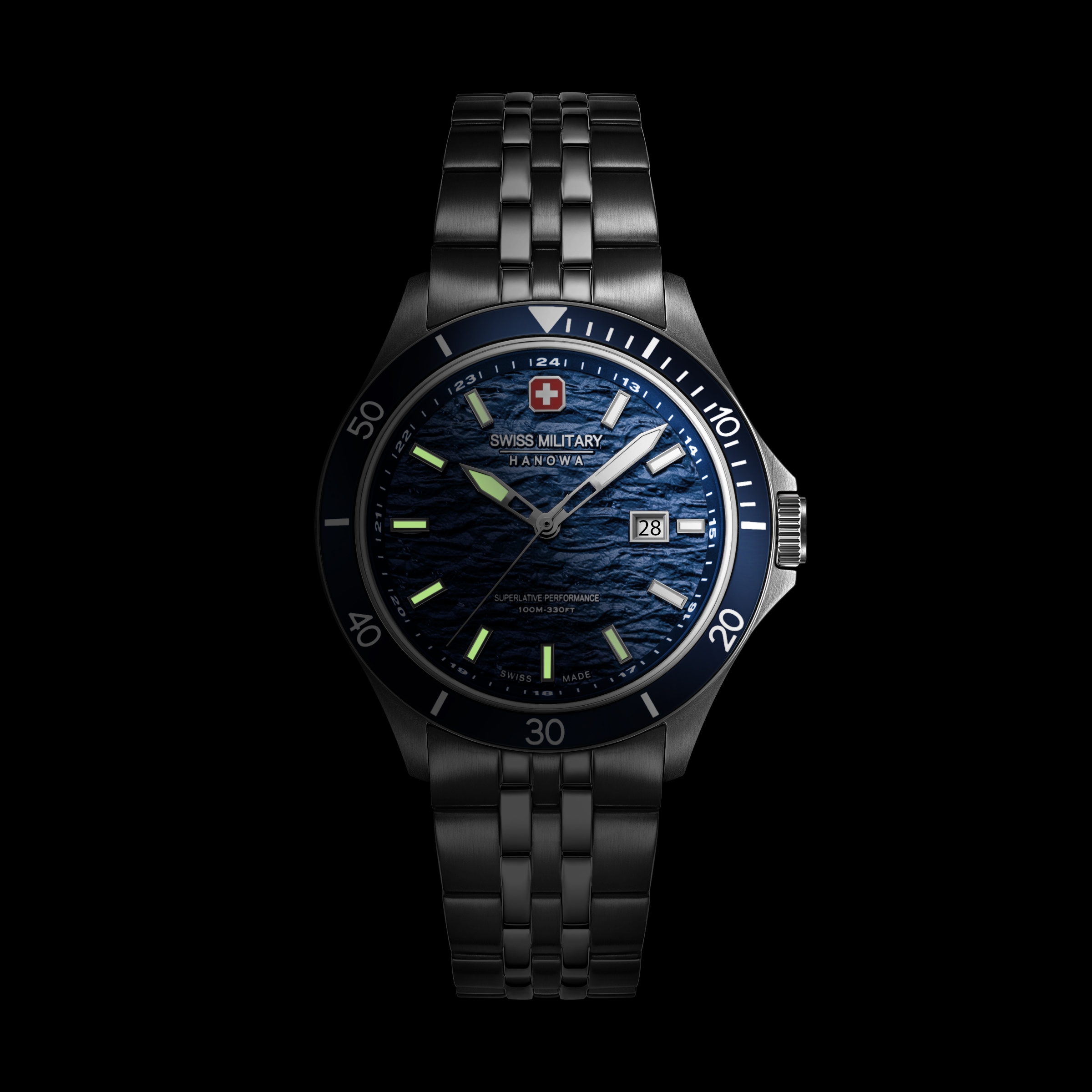 Swiss Military Hanowa Quarzuhr »Flagship Elements« Armbanduhr, Herrenuhr, Swiss Made, Edelstahlarmband, analog, Tag