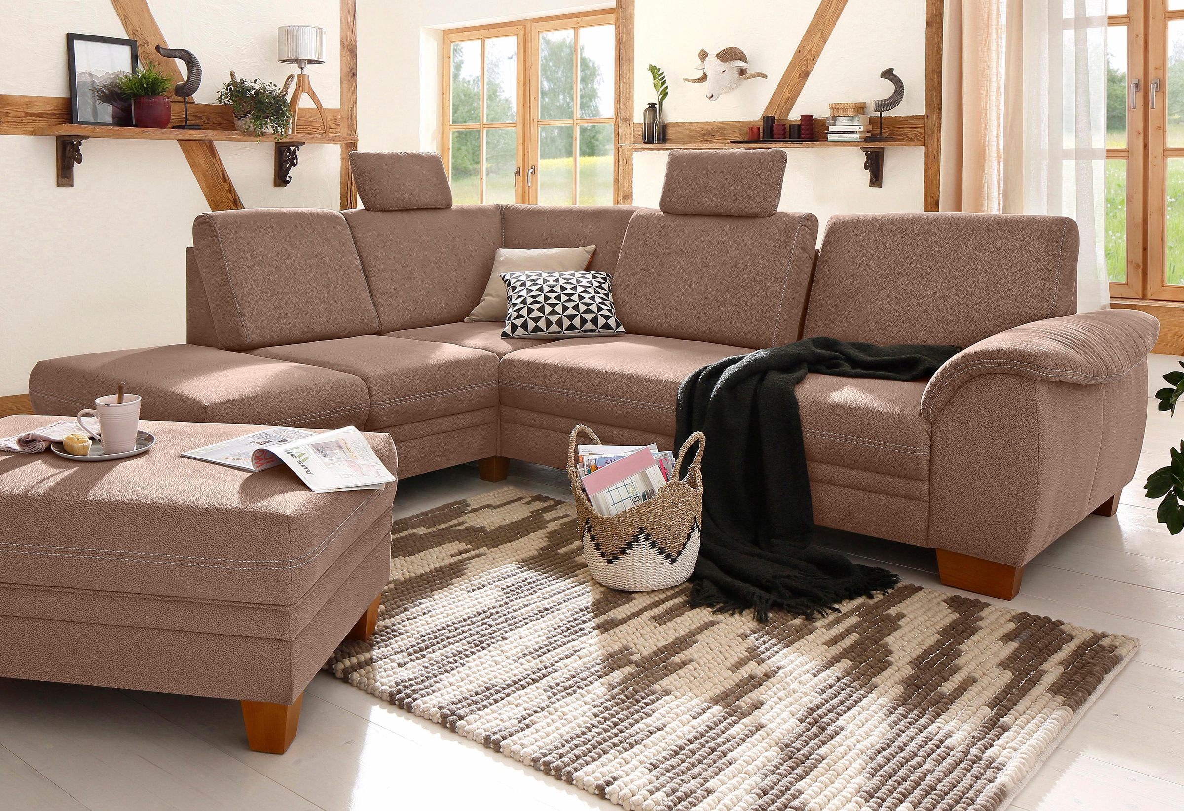 Home affaire Ecksofa »Husum L-Form«, mit Sitztiefenverstellung, Federkern-P günstig online kaufen