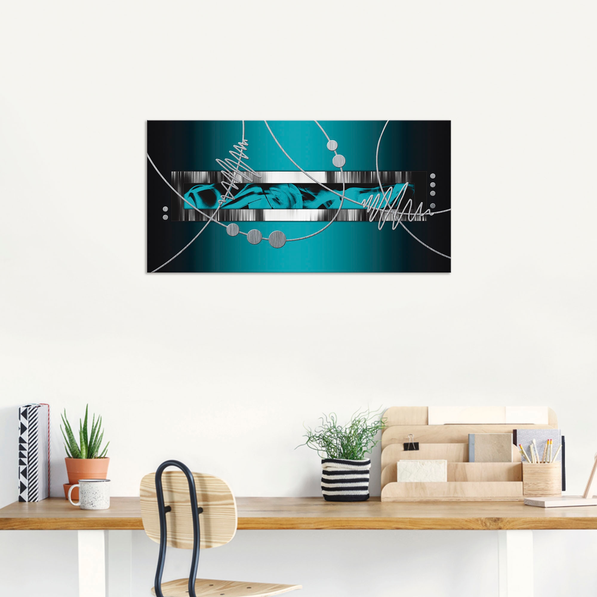 Artland Wandbild »Silber abstrakt auf petrol«, Gegenstandslos, (1 St.), als Alubild, Outdoorbild, Leinwandbild, Poster, Wandaufkleber