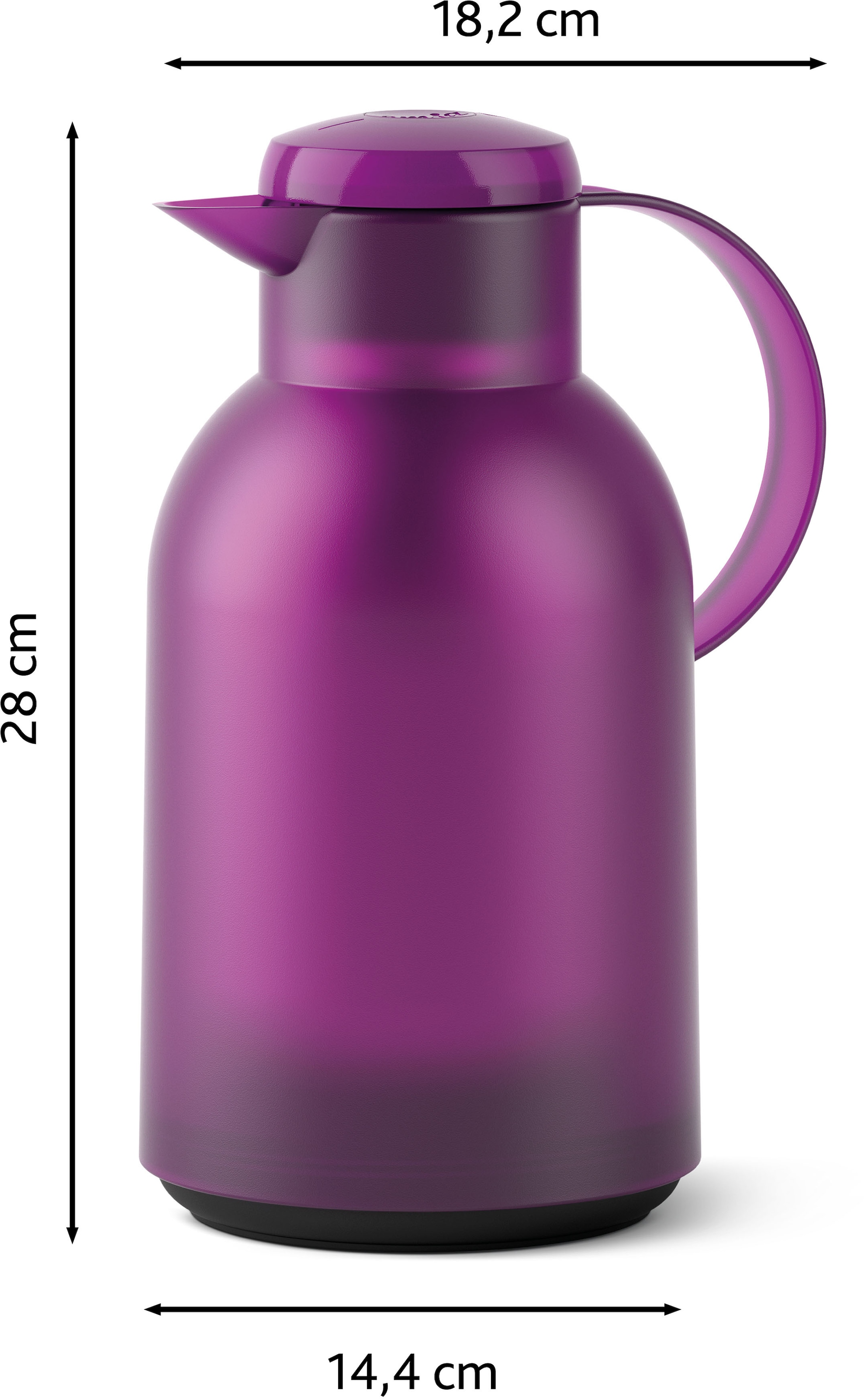 Emsa Isolierkanne »Samba«, 1,5 l, XXL-Modell, zeitloses Design, einfacher Knopfdruck, 24h kalt, 12h warm