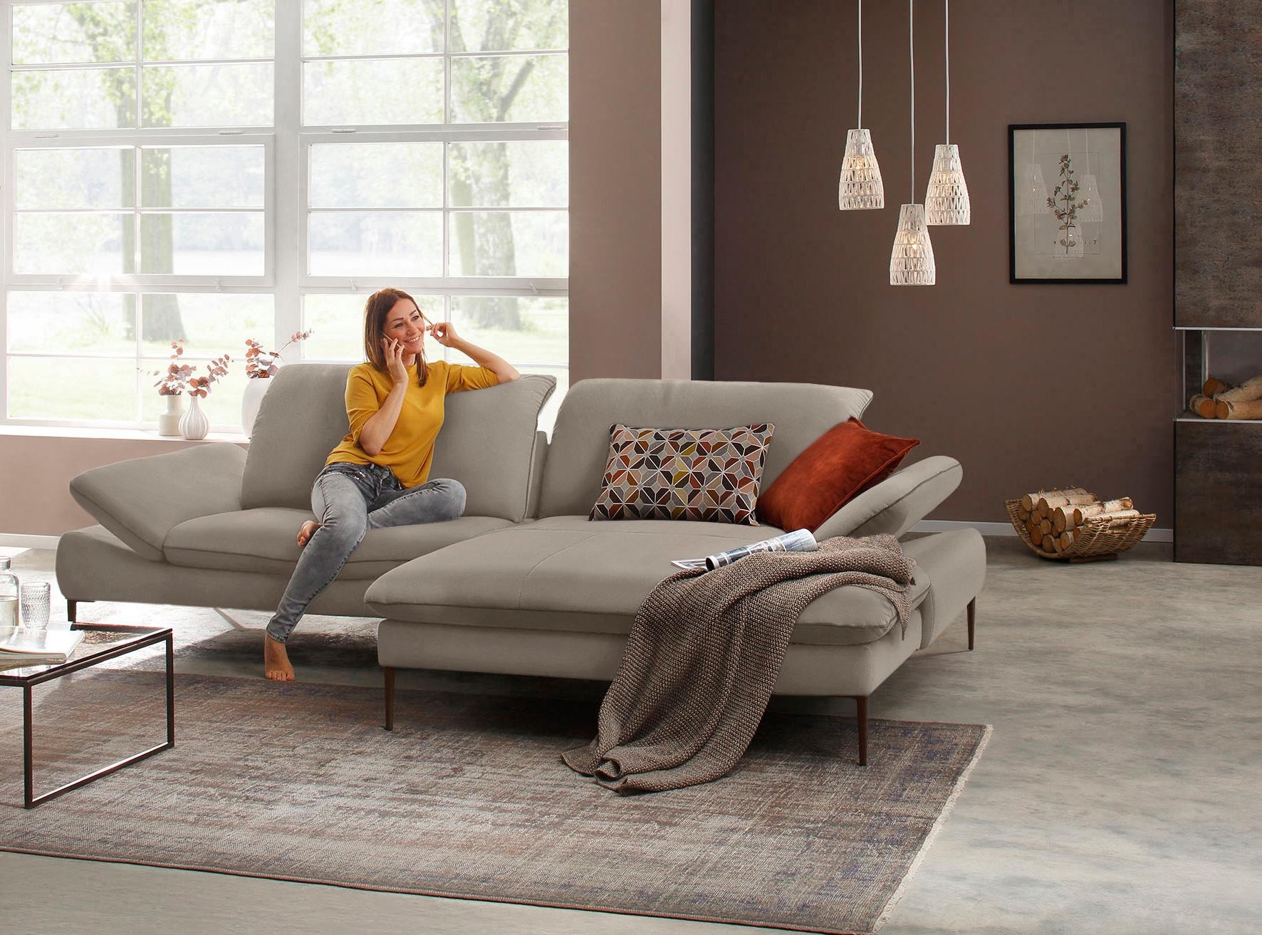 W.SCHILLIG Ecksofa »enjoy&MORE, Designsofa, elegant und bequem, L-Form«, Sitztiefenverstellung, Füße bronze pulverbeschichtet, Breite 294 cm