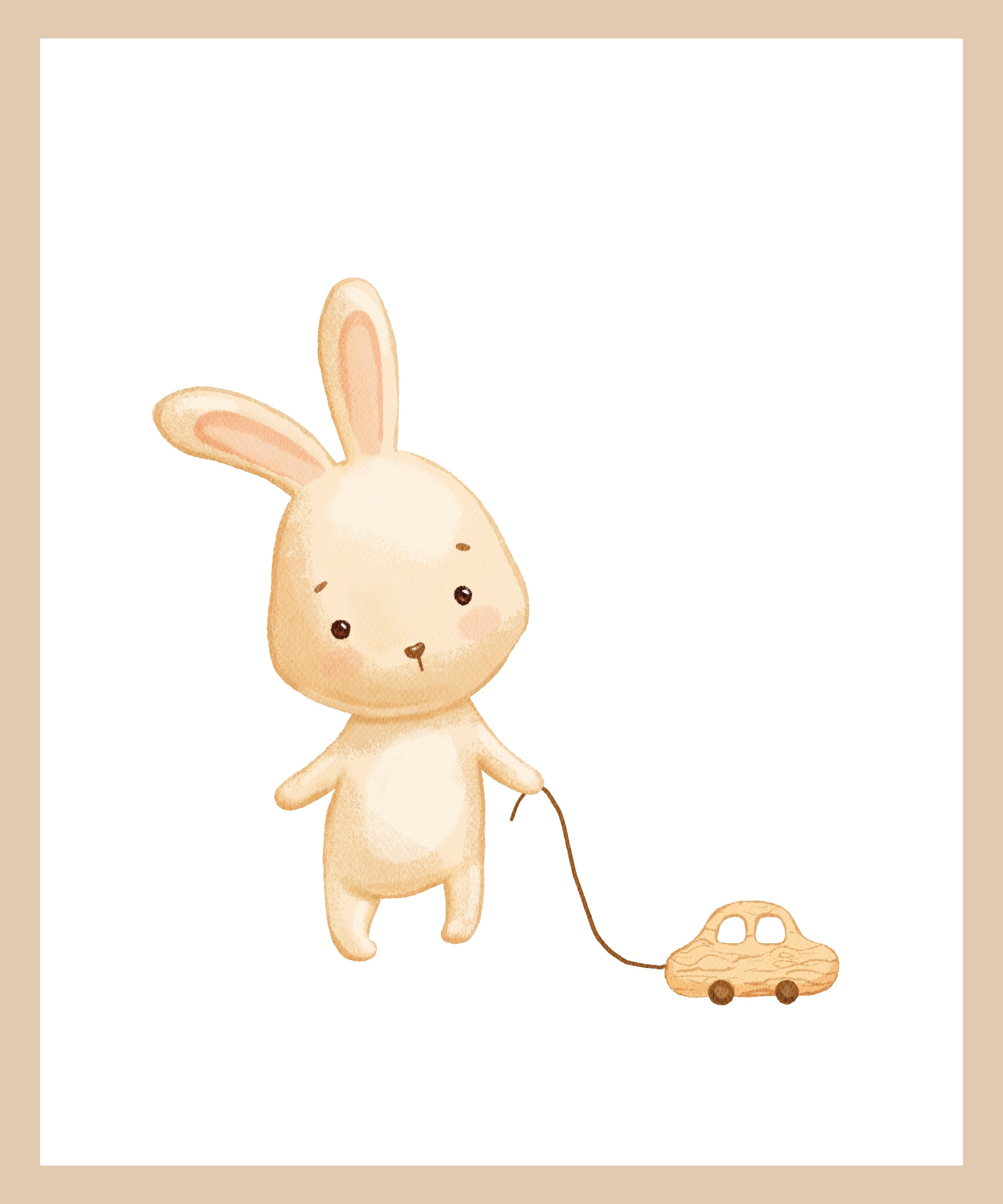 Lüttenhütt Bild mit Rahmen »Hase mit Spielzeugauto«, Fahrzeuge-Fantasy-Hase günstig online kaufen