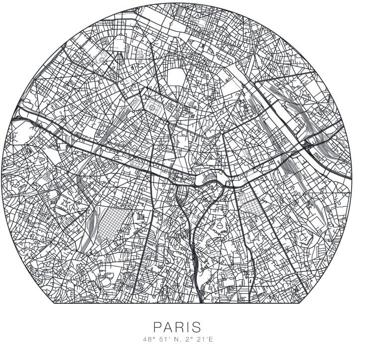 Wandtattoo »Paris Tapete runder Stadtplan«, (1 St.), selbstklebend, entfernbar