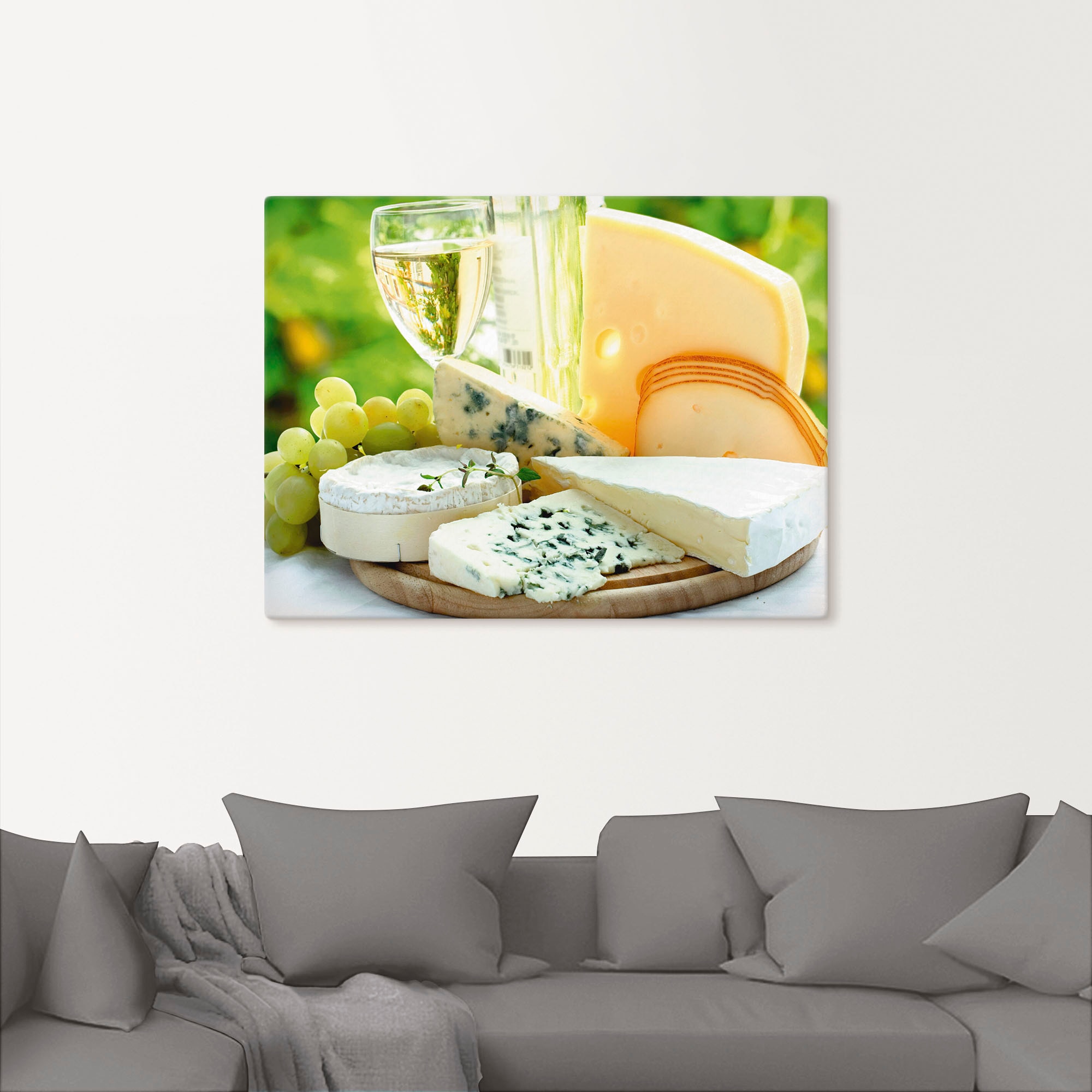 Artland Wandbild »Käse & Wein«, Lebensmittel, (1 St.), als Leinwandbild, Po günstig online kaufen