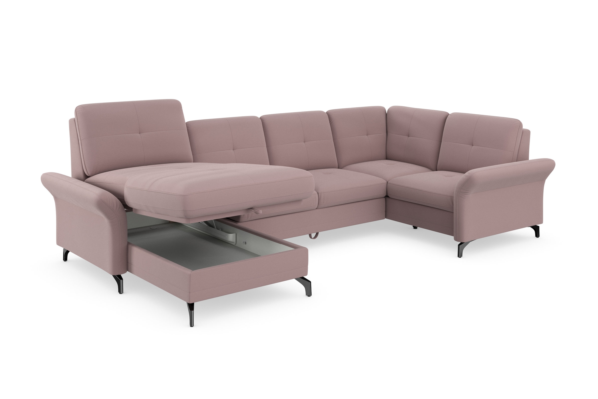Places of Style Wohnlandschaft »Calando U-Form«, wahlweise mit Bettfunktion, Bettkasten und Armteilfunktion