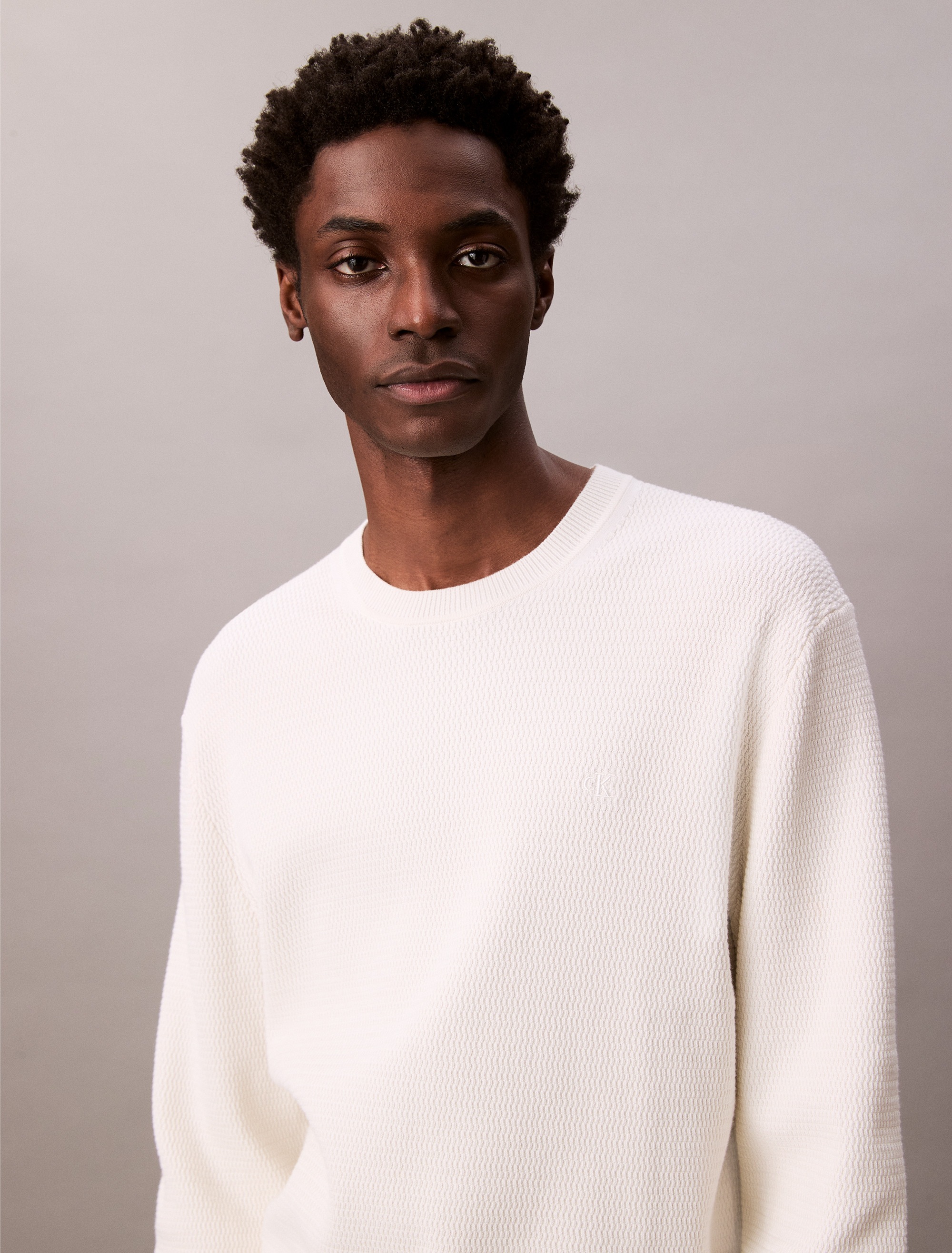 Calvin Klein Strickpullover »LS TXTR CTTN CRWNK S«, Mit Rundhalsausschnitt