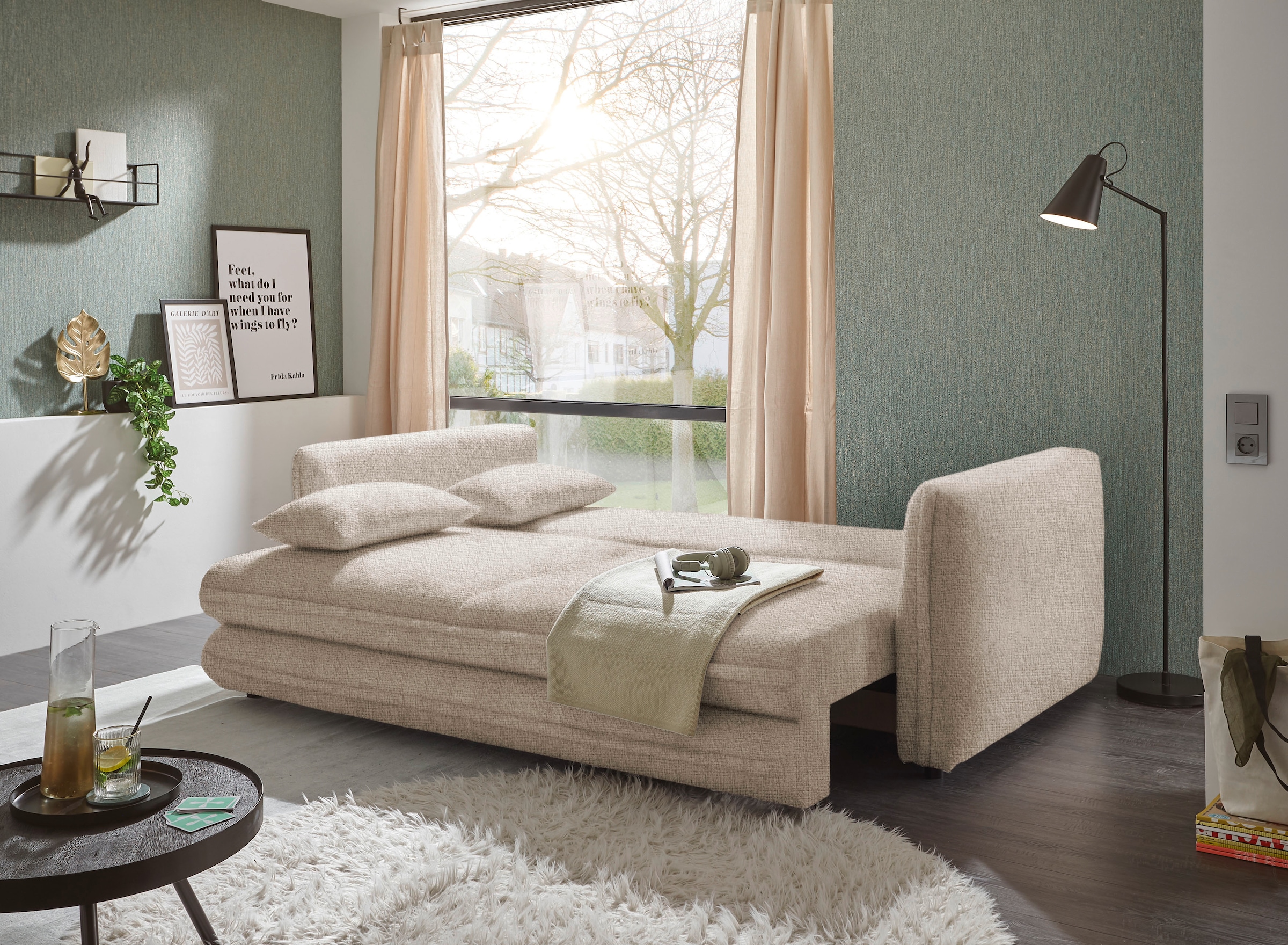 ED EXCITING DESIGN Schlafsofa »Stanley«, mit Bettkasten & 2 Zierkissen