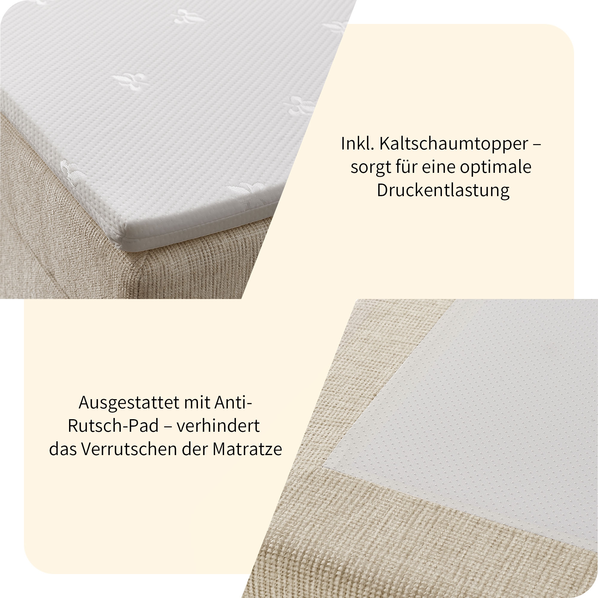 OTTO home Boxbett »Likely inkl. Bettkasten, Liegefläche 180x200 cm, in Boxspring-Optik«, inkl. Topper, erhältlich in verschiedenen Farben