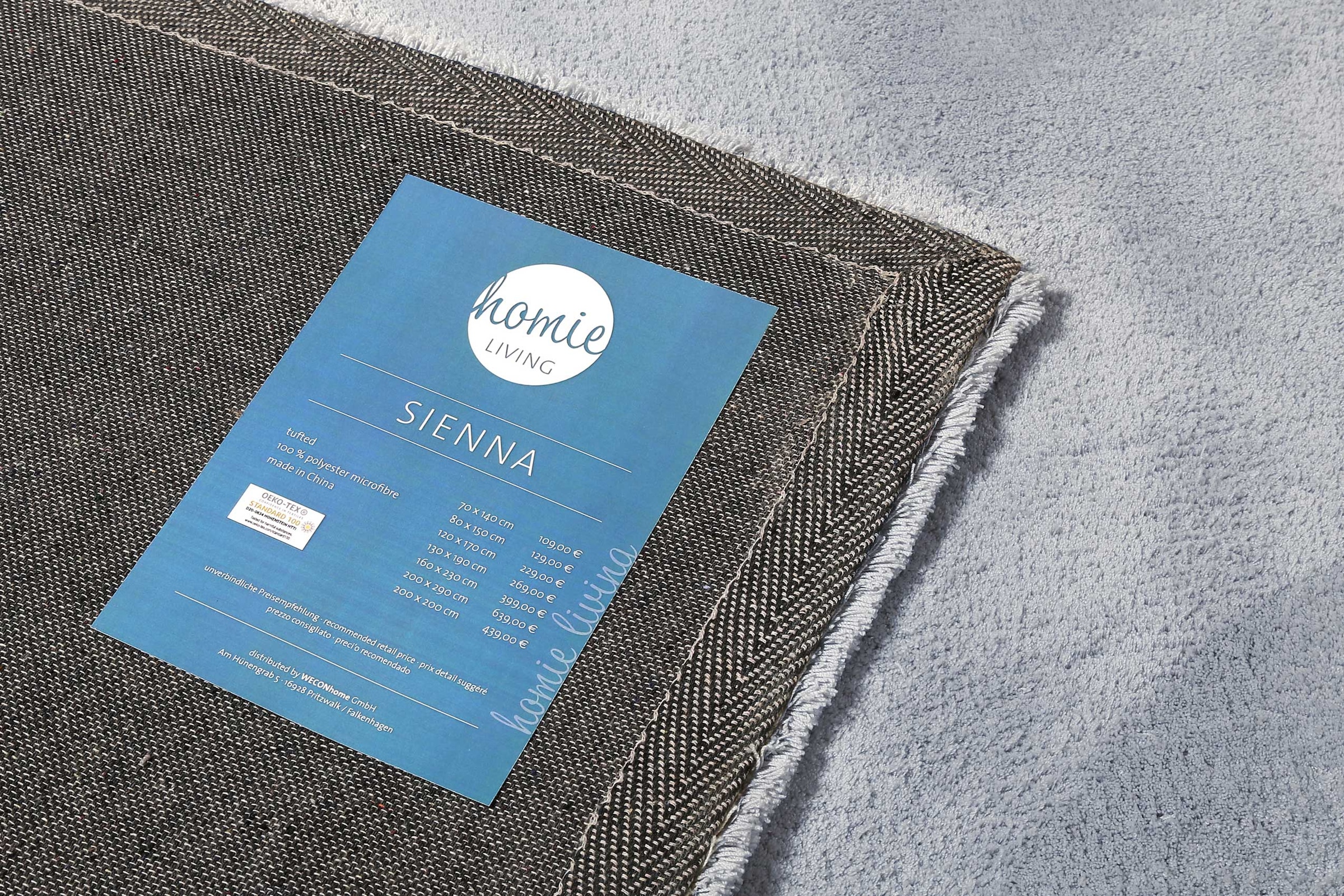 Homie Living Teppich »Sienna«, quadratisch, 20 mm Höhe, Hochflor, Microfaser, uni, weich & kuschelig, Wohnzimmer, Schlafzimmer