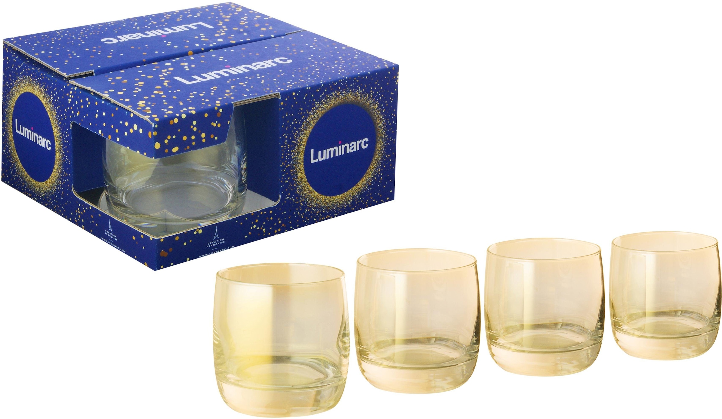 Luminarc Whiskyglas »Trinkglas Shiny«, (Set, 4 tlg.), Gläser Set, farblich beschichtet, 4-teilig