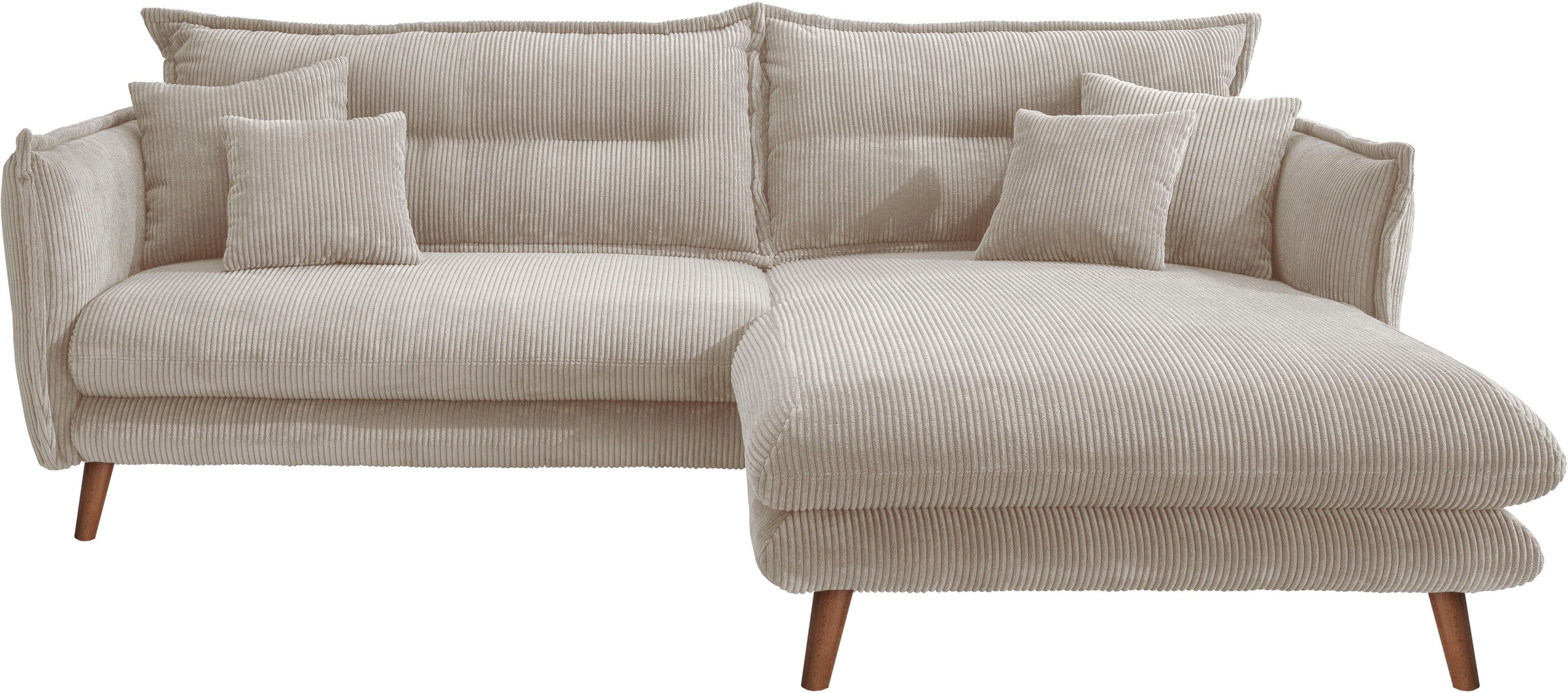 INOSIGN Ecksofa »Lazio modern und bequem, schmale Armlehnen, tolle Detailverarbeitung«, zwei verschiedene Fußfarben wählbar