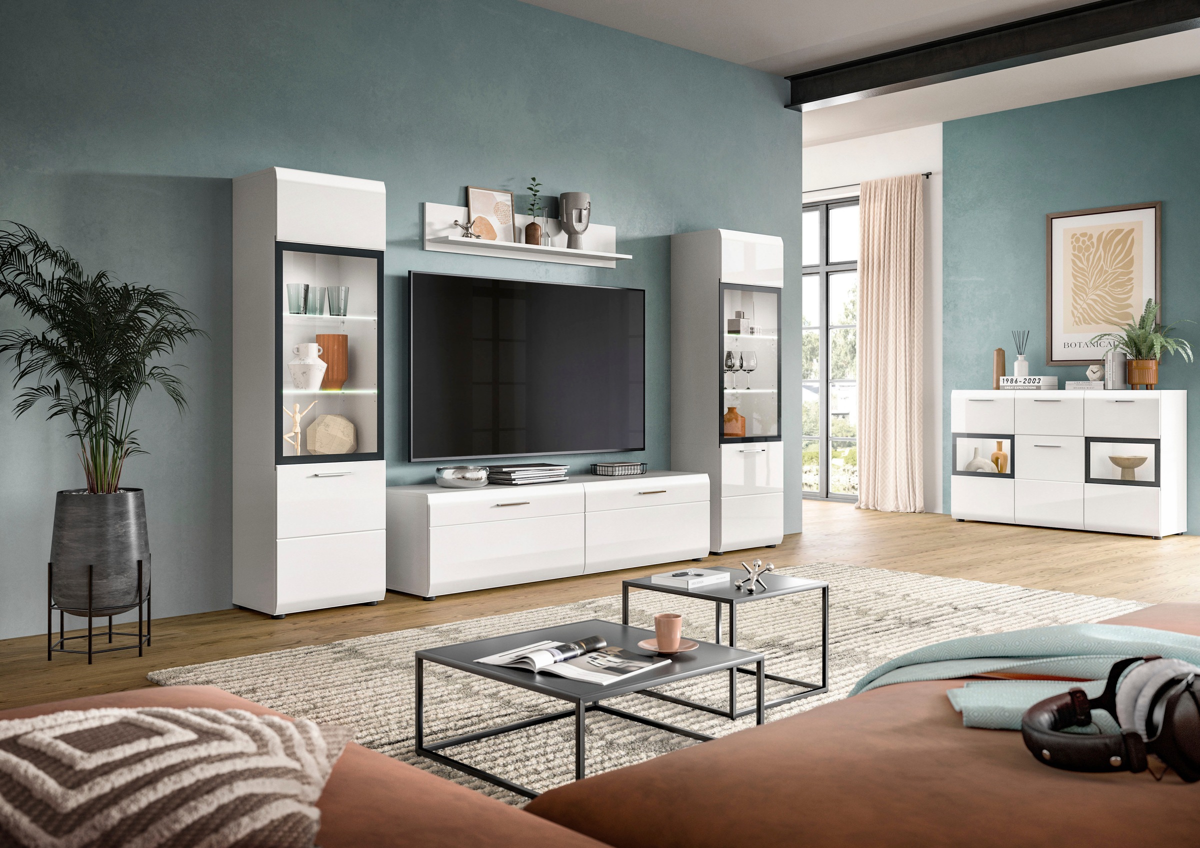 INOSIGN Vitrine »FLORENZ, Höhe: 160 cm, hochwertige MDF-Front, Glastür, Gla günstig online kaufen