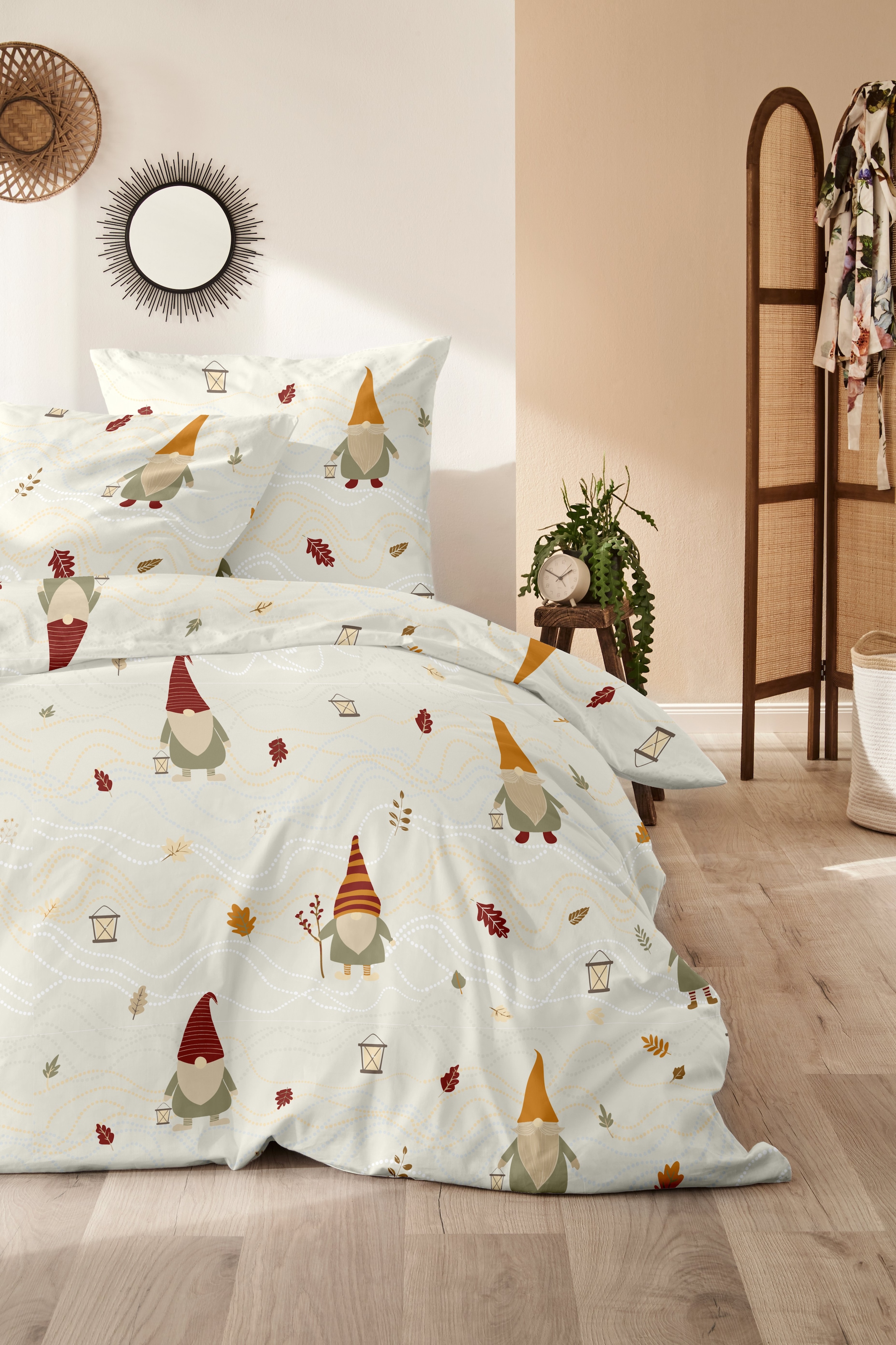 Primera Bettwäsche »Feinbiber-Bettwäsche Wichtel« 2 Stk. tlg. mit Wichtel-Muster