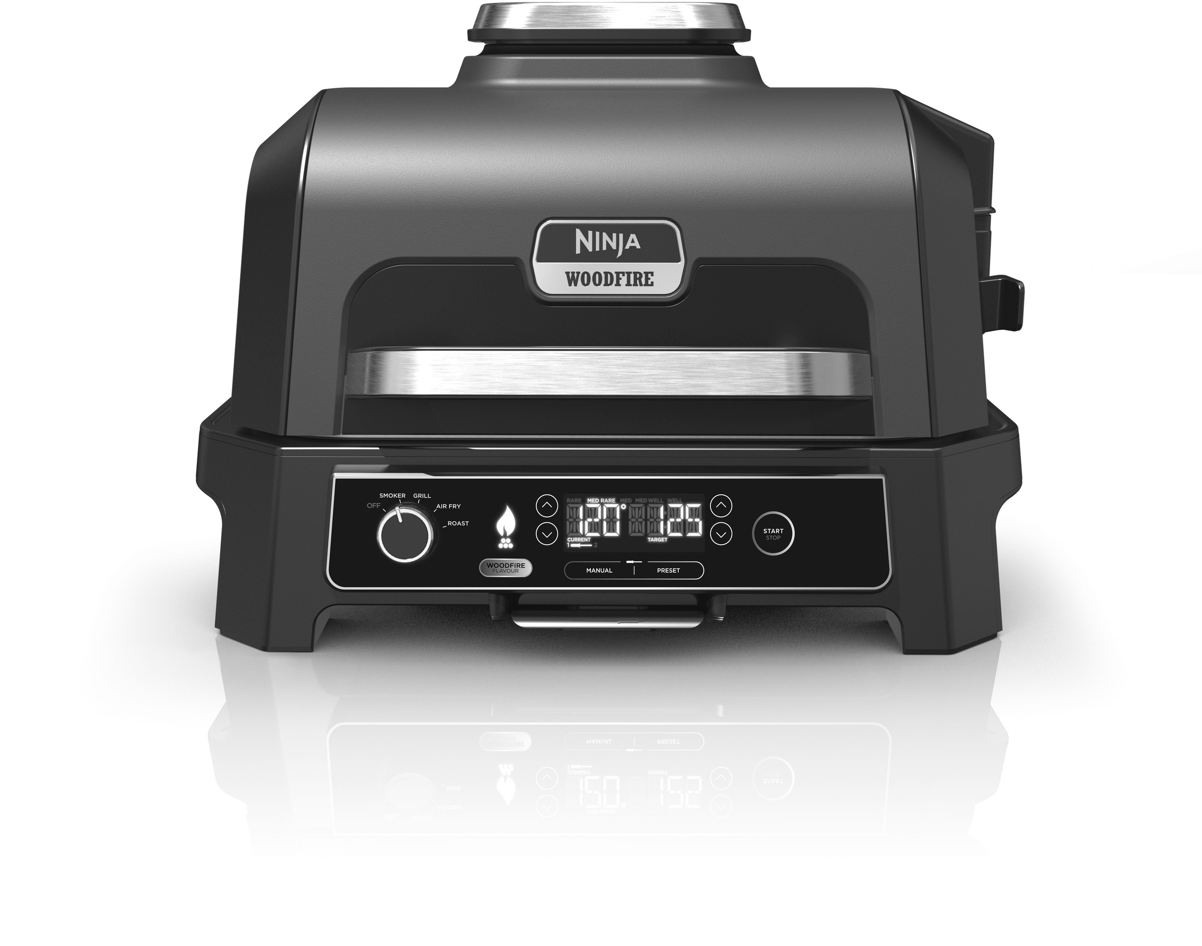 NINJA Elektrogrill »Woodfire OG850EU« 1700 W Outdoor Grill, Smoker und Heißluft-Fritteuse schwarz Überall grillen: Perfekt für Gärten, Terrassen,...