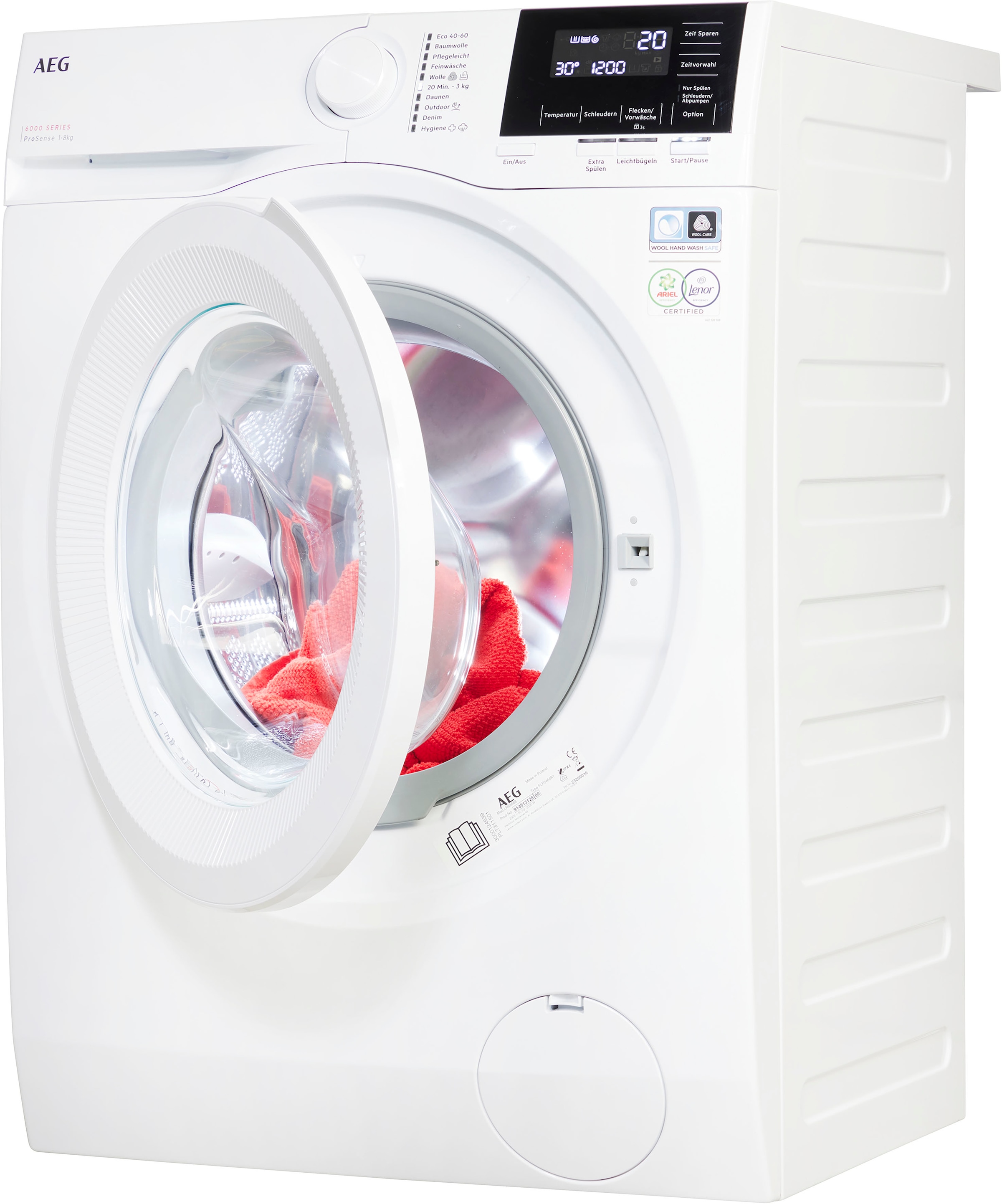 AEG Waschmaschine »LR6A668«, 6000, LR6A668, 8 kg, 1600 U/min, ProSense®  Mengenautomatik​ - spart bis 40% Zeit, Wasser und Energie bestellen