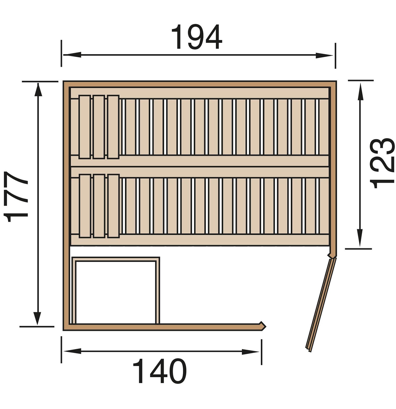 weka Sauna »Element-Ecksauna VARBERG 2«, vorgefertigte Elemente, Eckeinstieg, moderne Ganzglastür