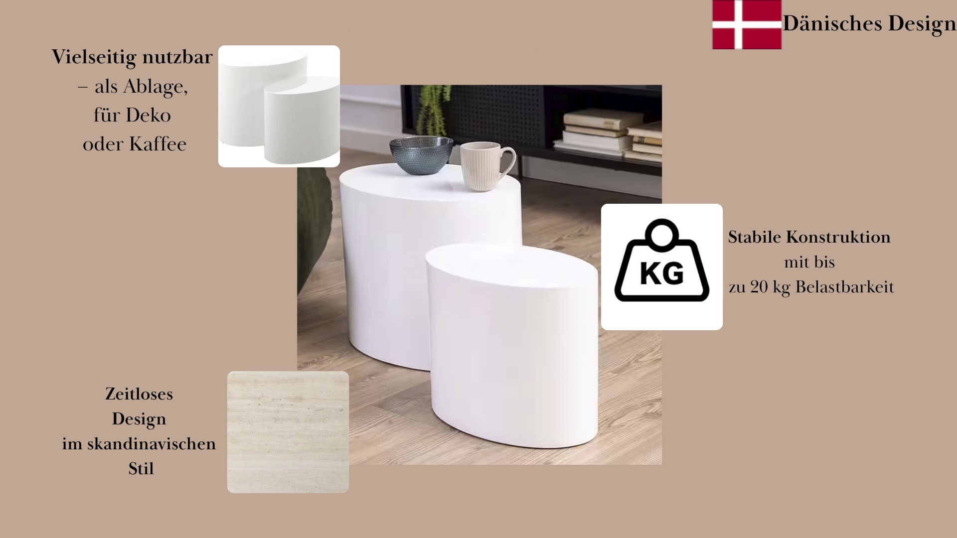 ACTONA GROUP Couchtisch »Mice Anstelltisch, Sofatisch, TOPSELLER!«, (Couchtisch, Beistelltisch), Beistelltisch, moderne ovale Form (Set, 2 st). in verschiedenen Farben