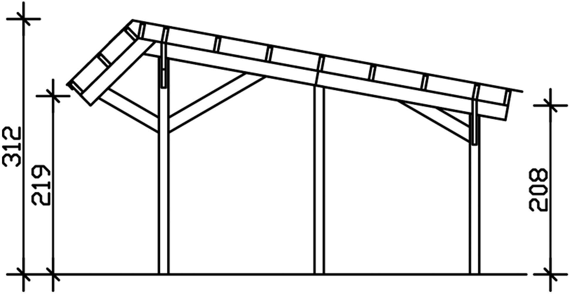Skanholz Einzelcarport »Harz Stellplatzerweiterung«, Nadelholz, 291 cm, Nussbaum, mit roten Dachschindeln