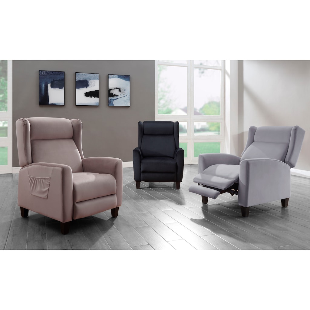 ATLANTIC home collection TV-Sessel »Timo«, klassischer Ohrensessel mit moderner Relaxfunktion und praktischer Seitentasche