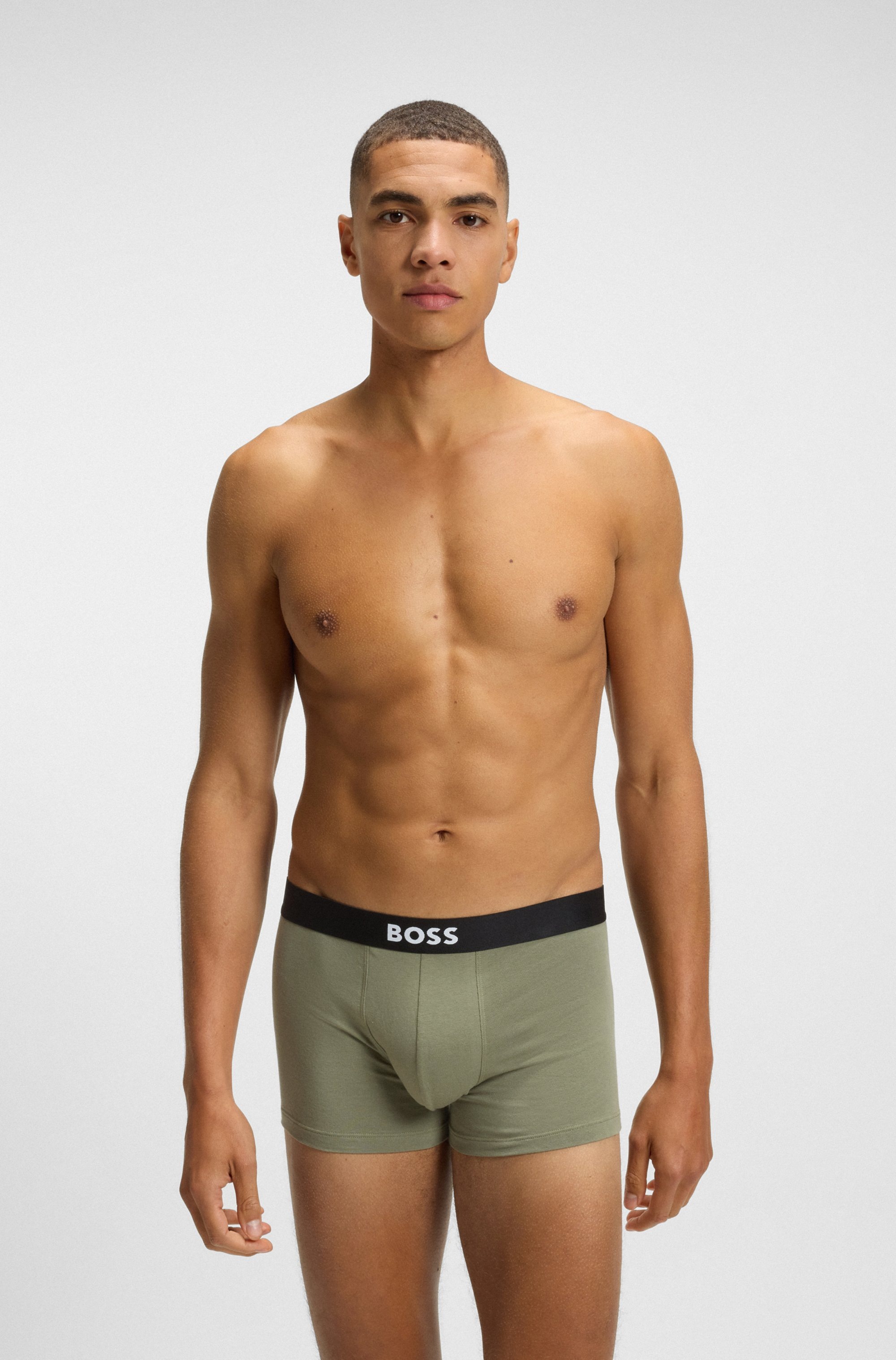 BOSS Boxershorts »Trunk 3P BOSS ONE D«, (3 St.), mittlere Bundhöhe, 1x gemustert, 2x unifarben