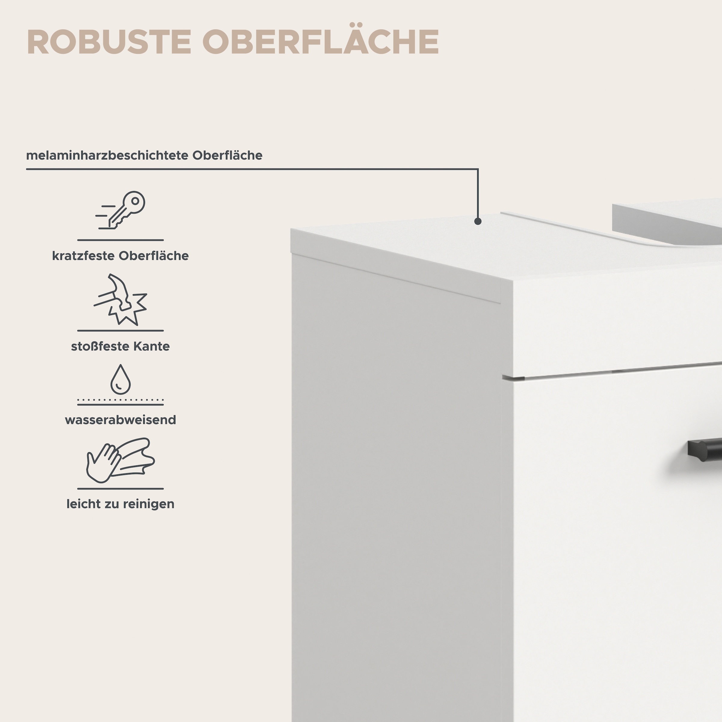 welltime Waschbeckenunterschrank »AVON, Breite 40 cm, 1 Tür, 1 Einlegboden, 2 Fächer« mit Siphonausschnitt 22x8 cm, Rückwand mit Ausschitt,  Badmöbel, Badschrank, Unterschrank, Waschtisch, Kommode, Bad