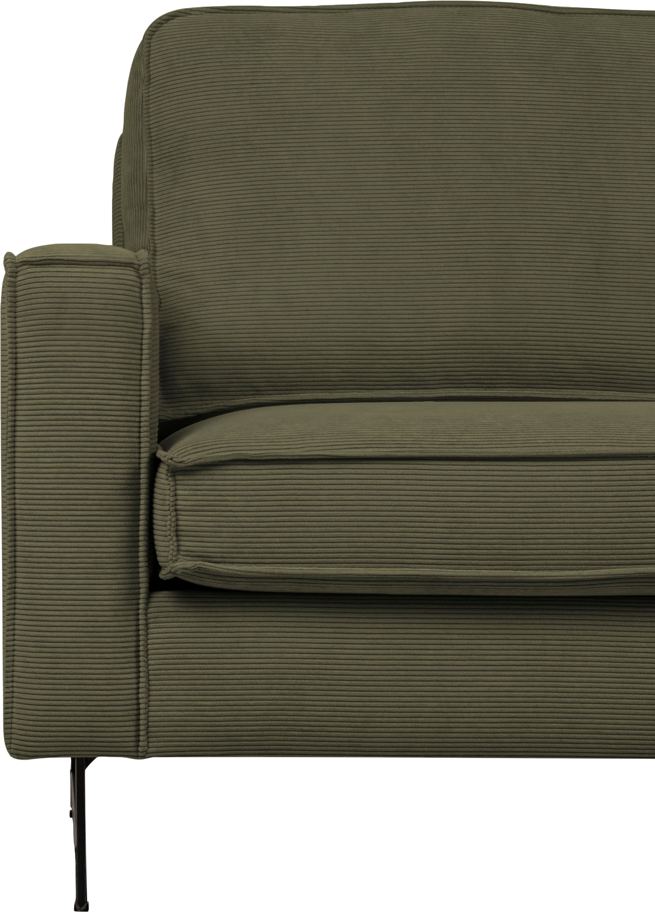Places of Style Ecksofa »Pinto, 290 cm, Cord, Chenille, Lederoptik, Ottomane links / rechts«, mit Keder, schwarze Metallfüße, Wellenunterfederung
