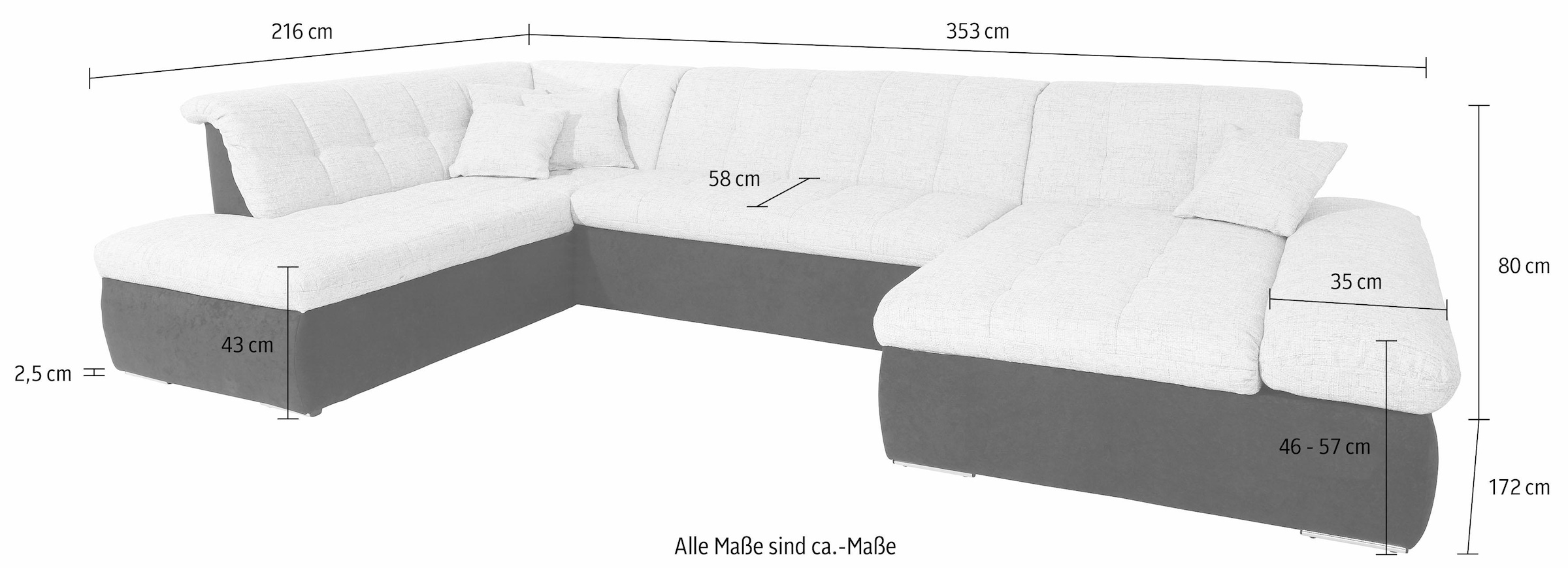 Bettfunktion wahlweise XXL-Format, »Moric«, im DOMO Armlehnenverstellung kaufen und Wohnlandschaft mit online collection