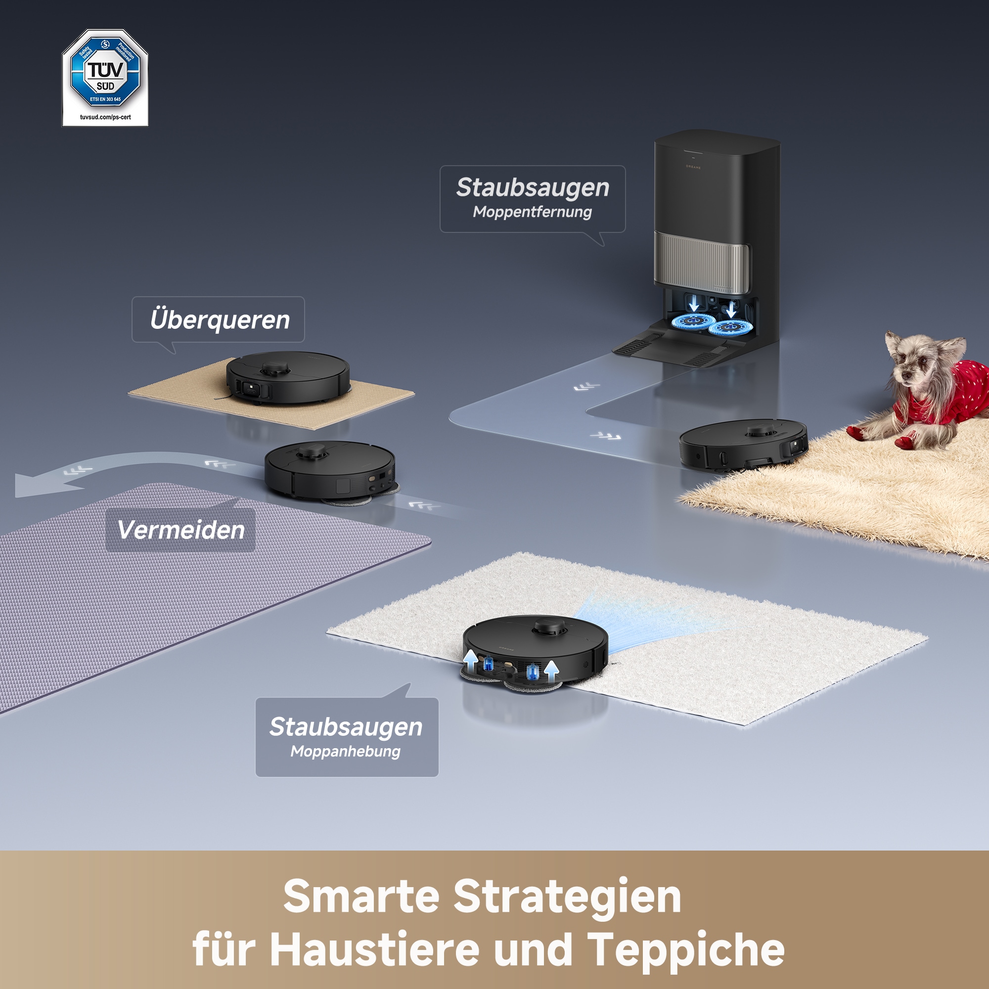 Dreame Saugroboter »L40s Pro Ultra, mit Wischfunktion«, 19.000Pa Saugkraft, Hindernisüberwindung (bis zu 4cm), Kamera mit KI
