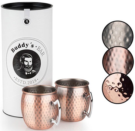 Buddy's Becher »Buddy´s Bar«, (Set, 2 tlg.), Moscow Mule Becher, 500 ml, hochwert. Edelstahl, Hammerschlag-Effekt