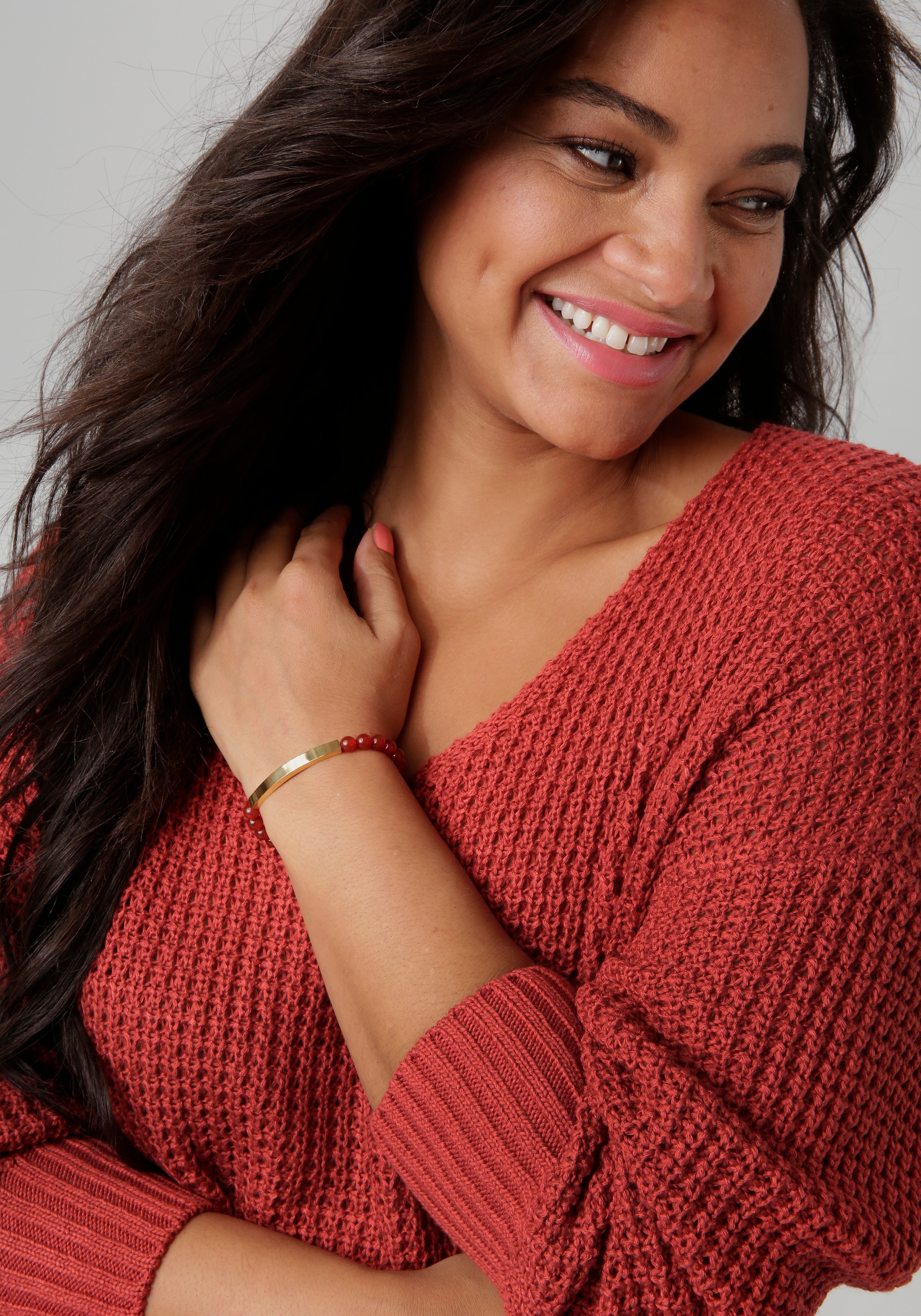 Aniston PLUS Strickpullover, im dezenten Ajour-Strickmuster