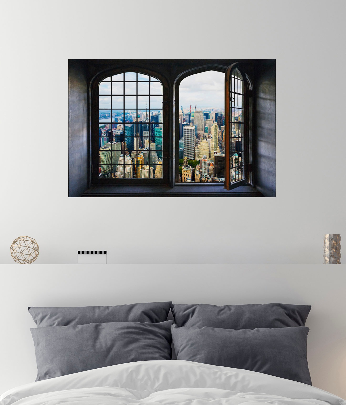 queence Wandsticker »Wolkenkratzer«, Wandsticker, Wandbild, selbstklebend, 3D, Fenster