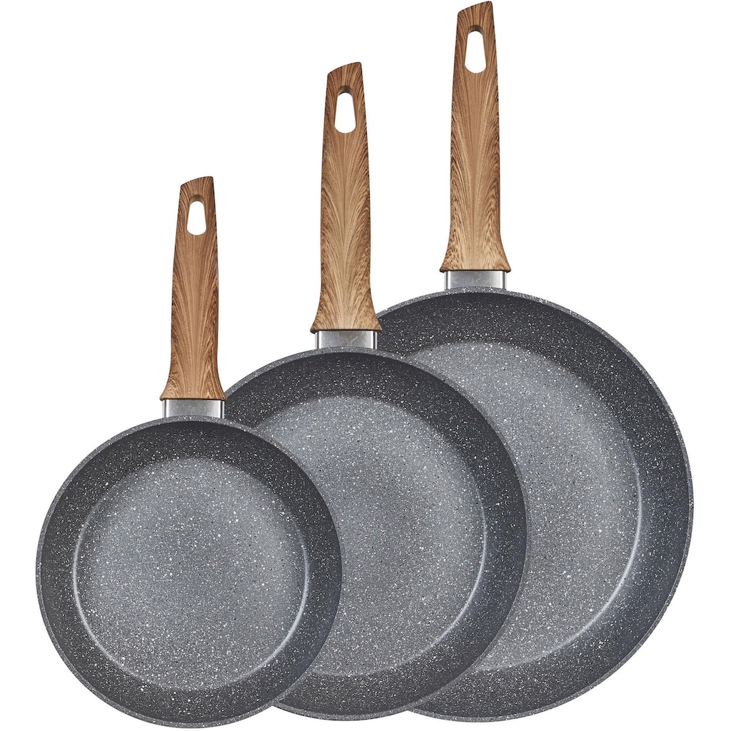 KING Topf-Set »Essential«, Aluminium, (Set, 12 tlg., 3 Töpfe, 3 Deckel, 3 Pfannen, 3 Küchenmesser)