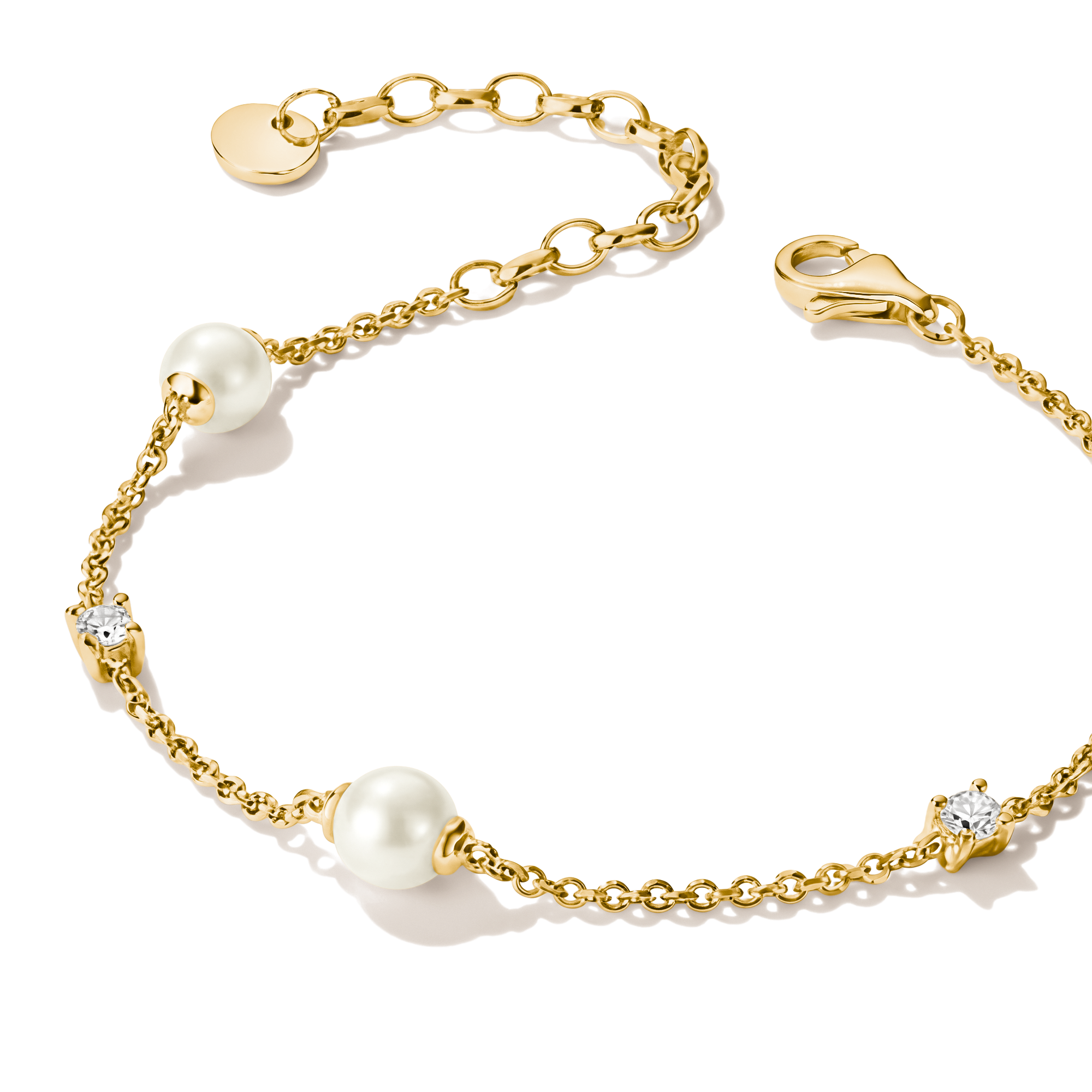 THOMAS SABO Perlenarmband »Armband gelbgoldfarben mit Perlen« mit Zirkonia (synth.) - mit Süßwasserzuchtperle