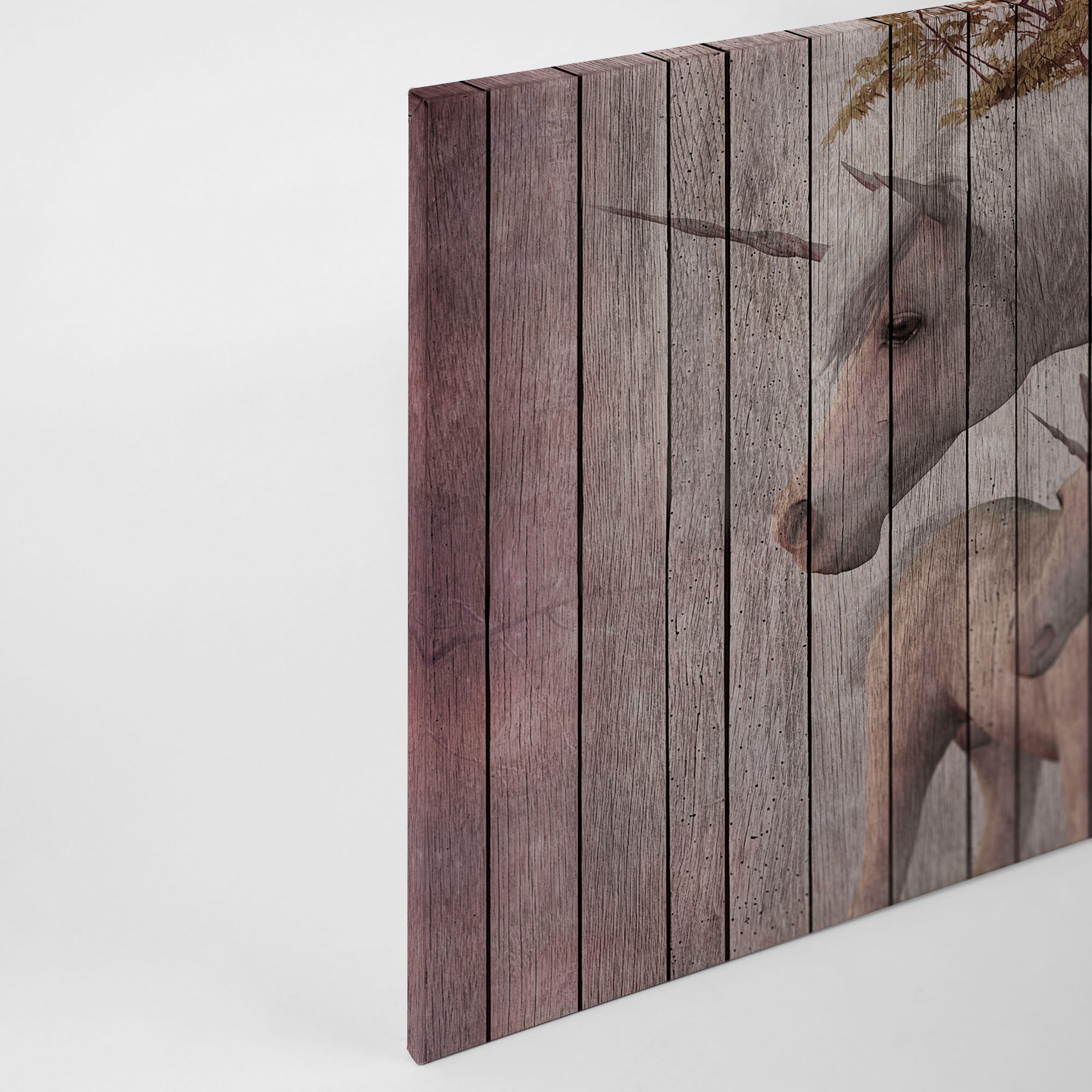 A.S. Création Leinwandbild »fantasy 4«, Kunst-Tiere-Kinder, (1 St.), Keilrahmen Bild Holzoptik Einhorn Leinwand-Bild Wohnzimmer modern Wand