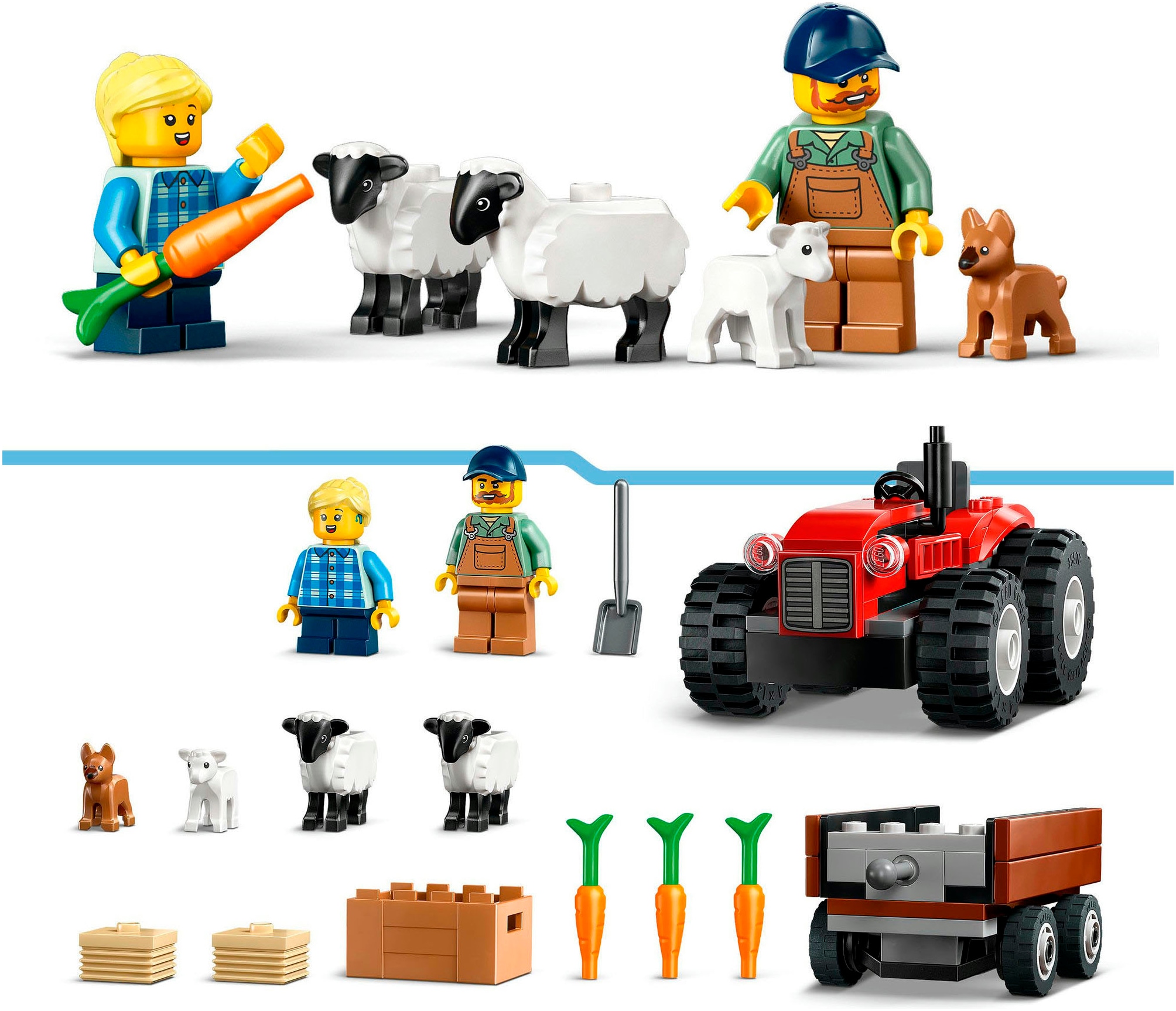 LEGO® Konstruktionsspielsteine »Traktor mit Anhänger (60461), LEGO City«, (116 St.), Made in Europe