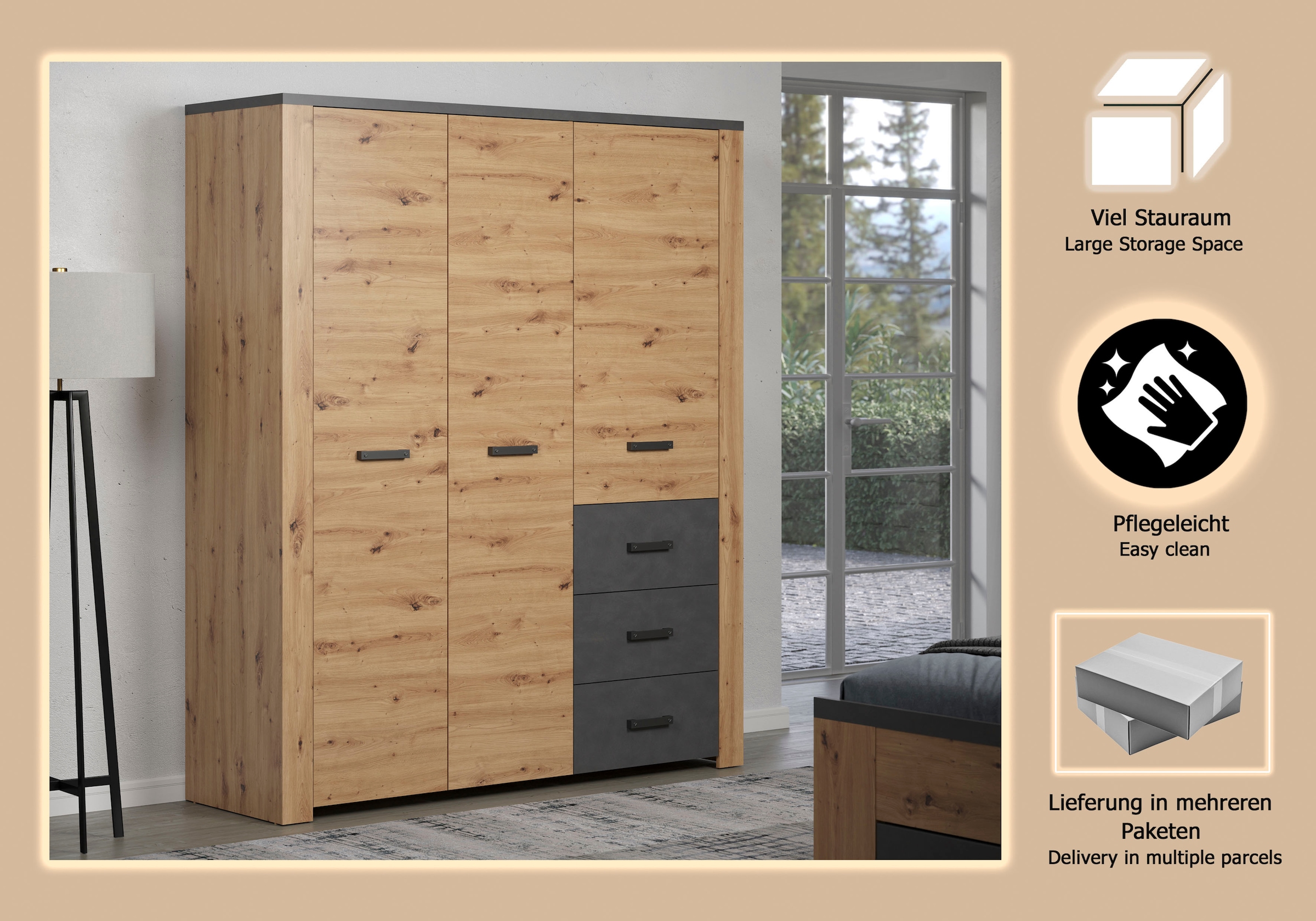 Home affaire Kleiderschrank »Ambres« 1 Stk. tlg.