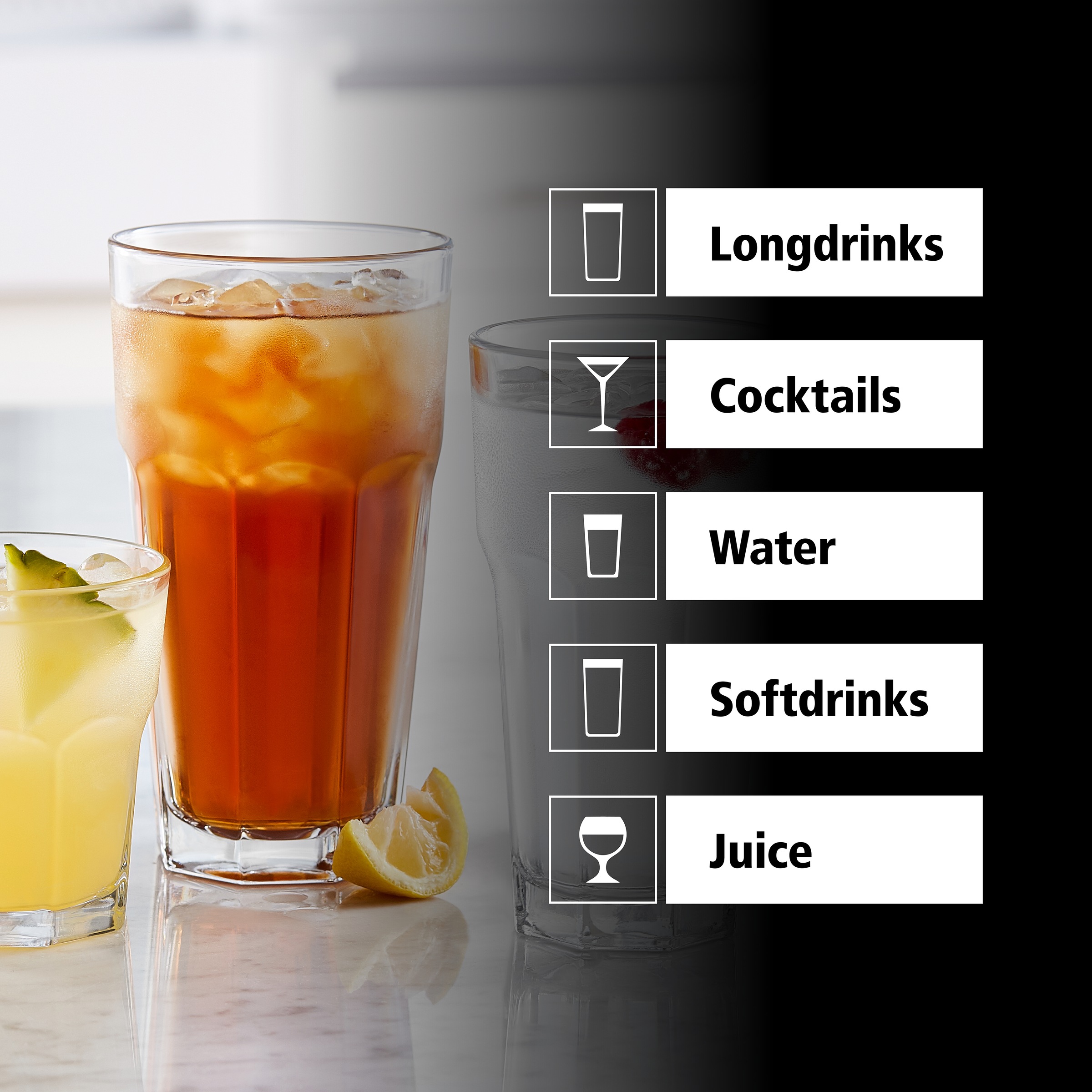 LIBBEY Gläser-Set »Cooler Glas -GIBRALTAR- 473 ml, Ø: 8,5 cm, H: 16 cm, 12er Set«, (Set, 12 tlg.), hochwertig verarbeitet, im modernen Design