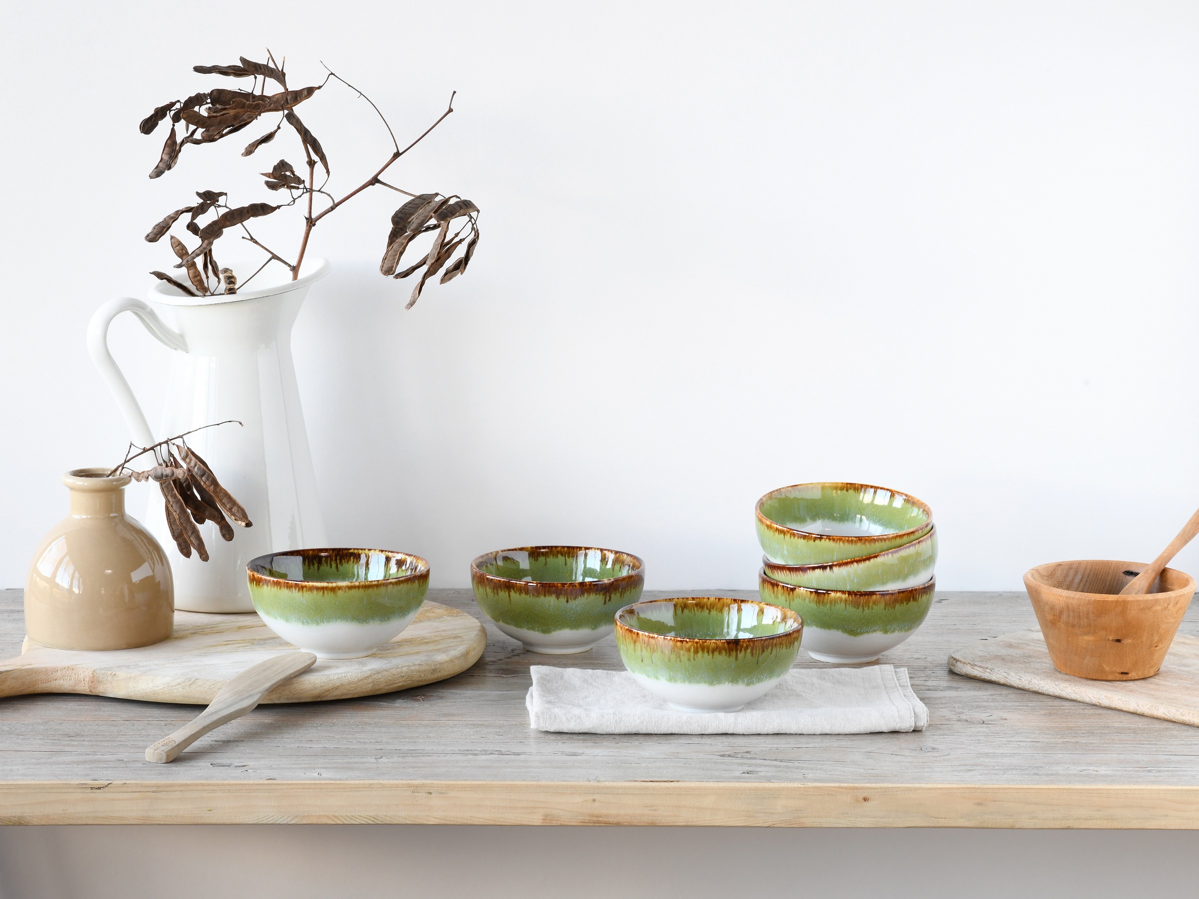 CreaTable Dipschale »Cascade, Schale 6-tlg«, 6 tlg., aus Steinzeug, Rekativglasur, Healthy Food