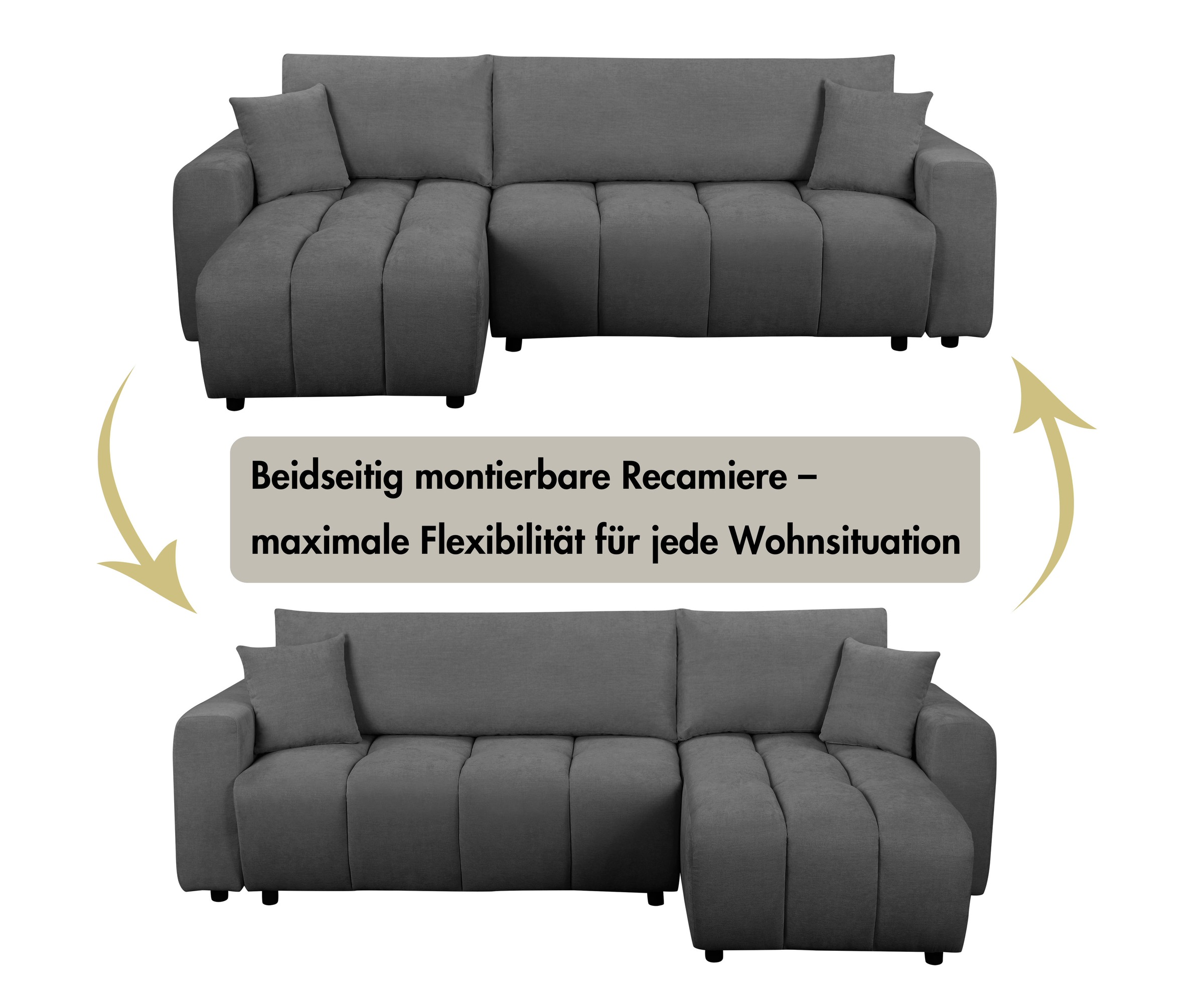 OTTO home Ecksofa »YLVAA L-Form, 241 cm - Schlafsofa« Schlaffunktion (132/200), Boxspring, Bettkasten, Feinstruktur-Bezug