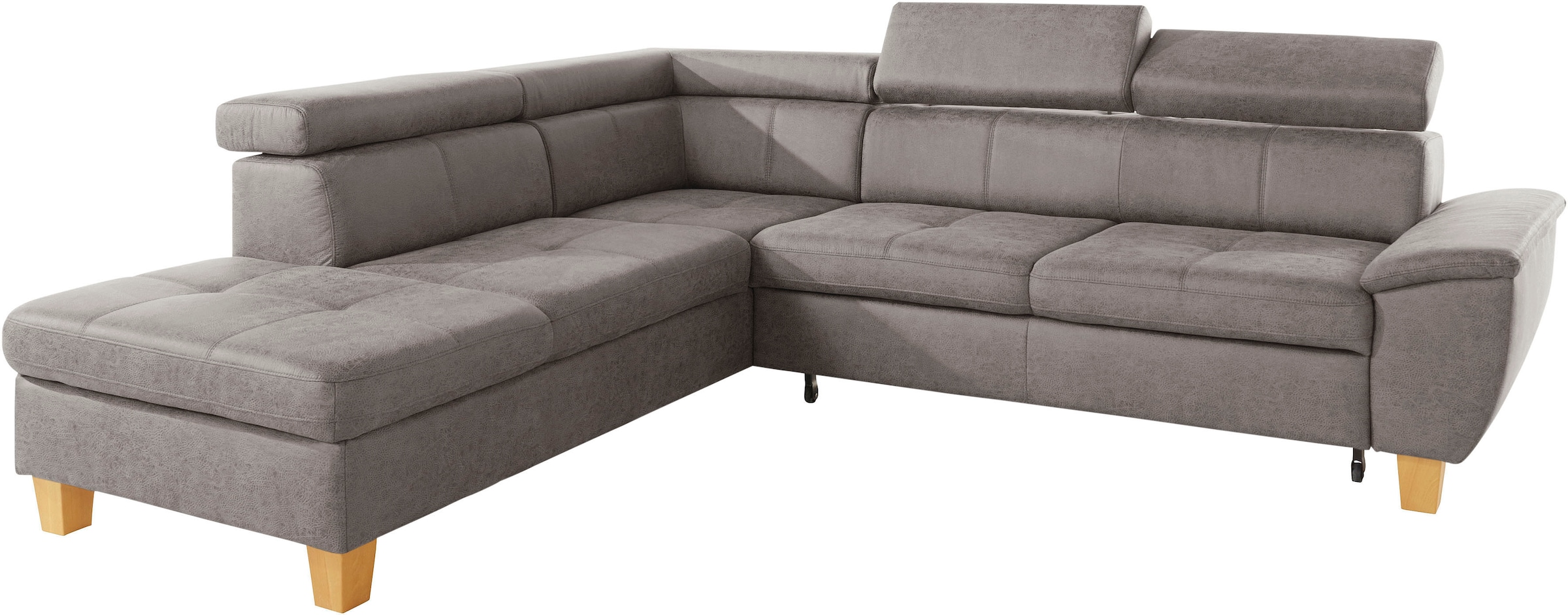 exxpo - sofa fashion Ecksofa »Enya, aufwendige Detailverarbeitung, hoher Sitzkomfort, bequem, L-Form«, mit Kopfteilverstellung, wahlweise Bettfunktion u. Bettkasten